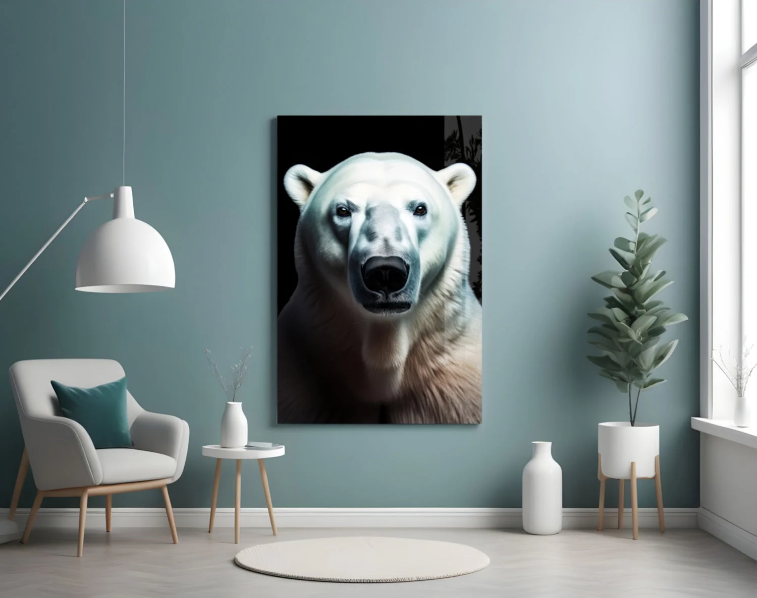 Polar Bear's Gaze Glass Wall Art || Designer Collection - Image 5