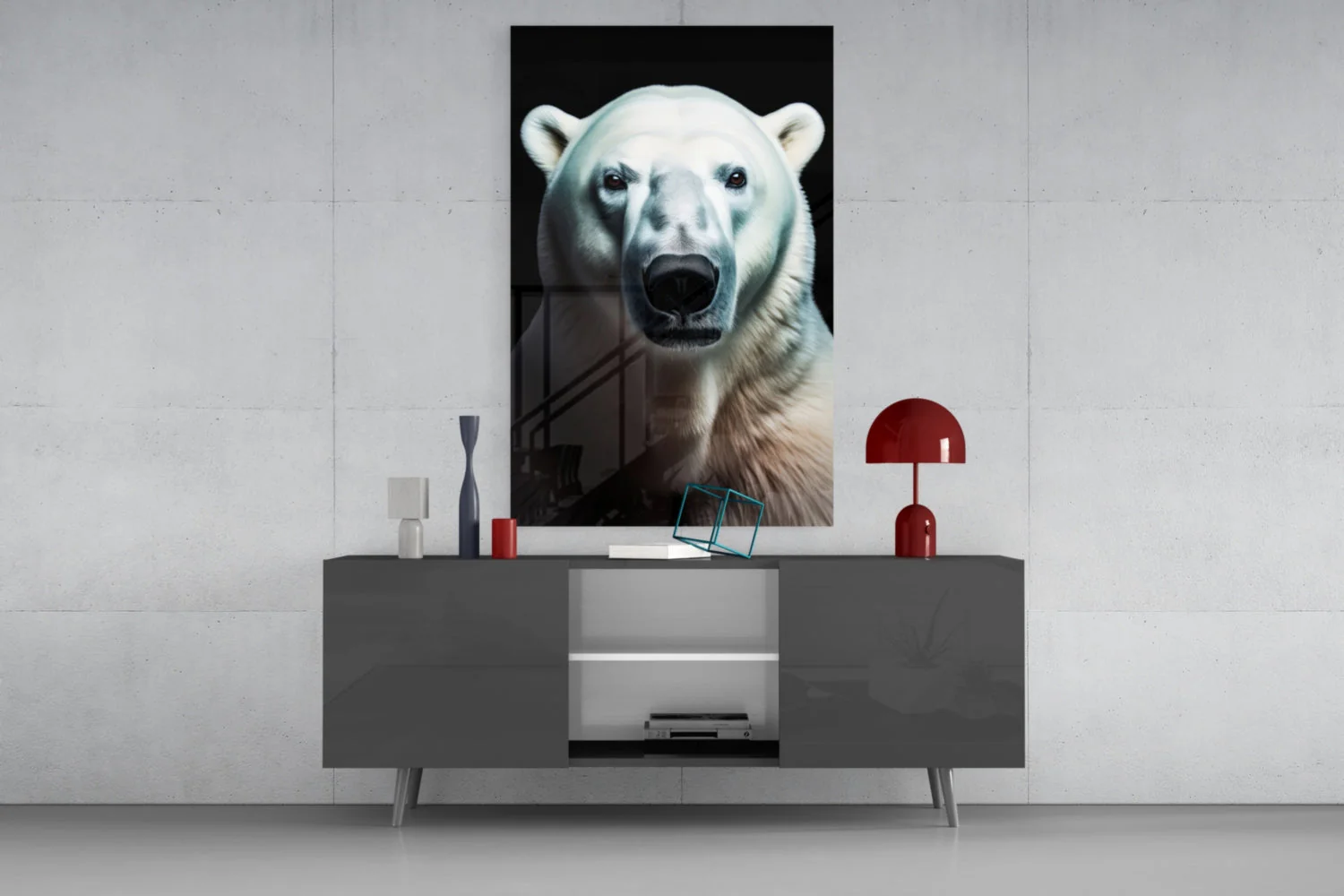 Polar Bear's Gaze Glass Wall Art || Designer Collection - Image 9