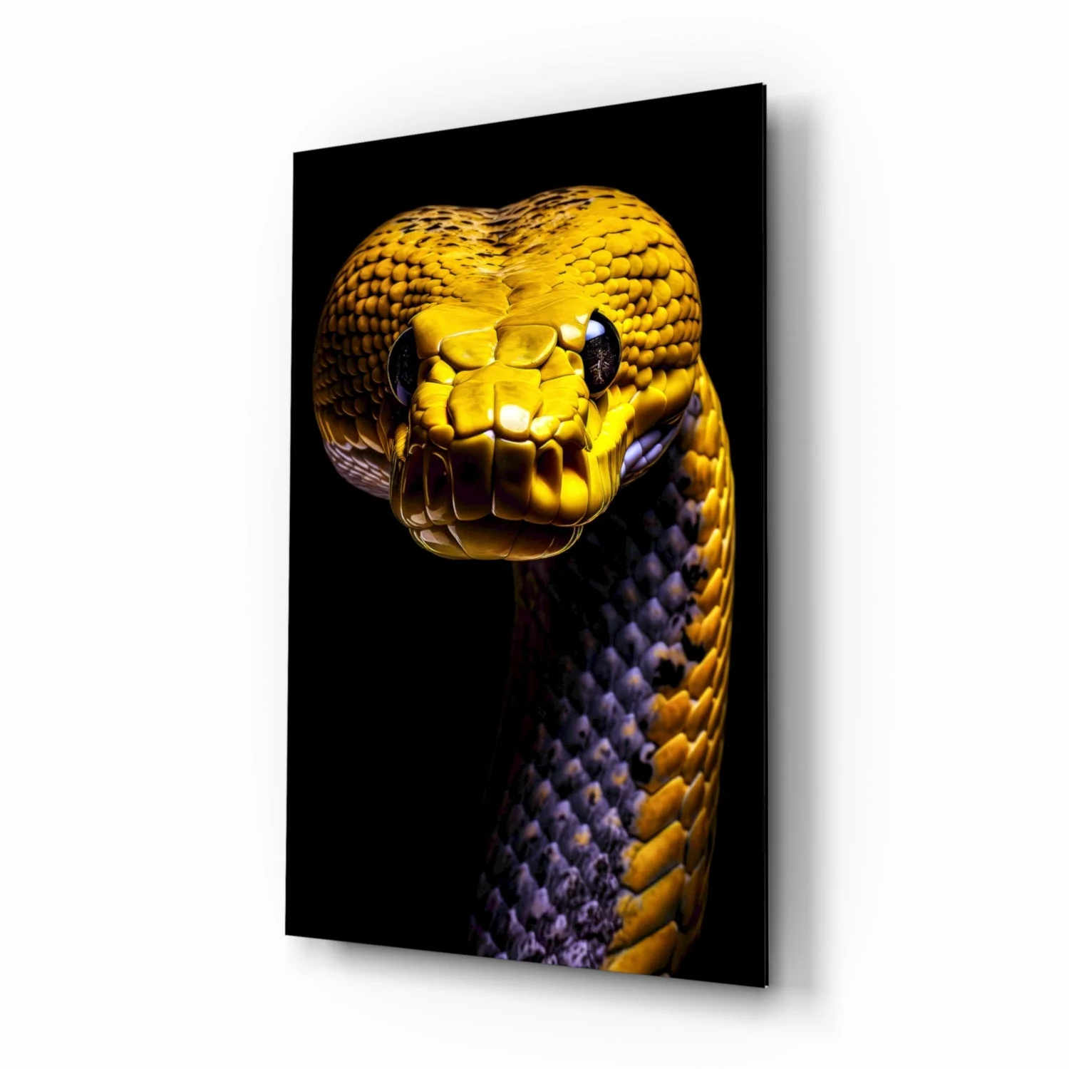 Golden Headed Snake Glass Wall Art || Designer Collection - Image 2