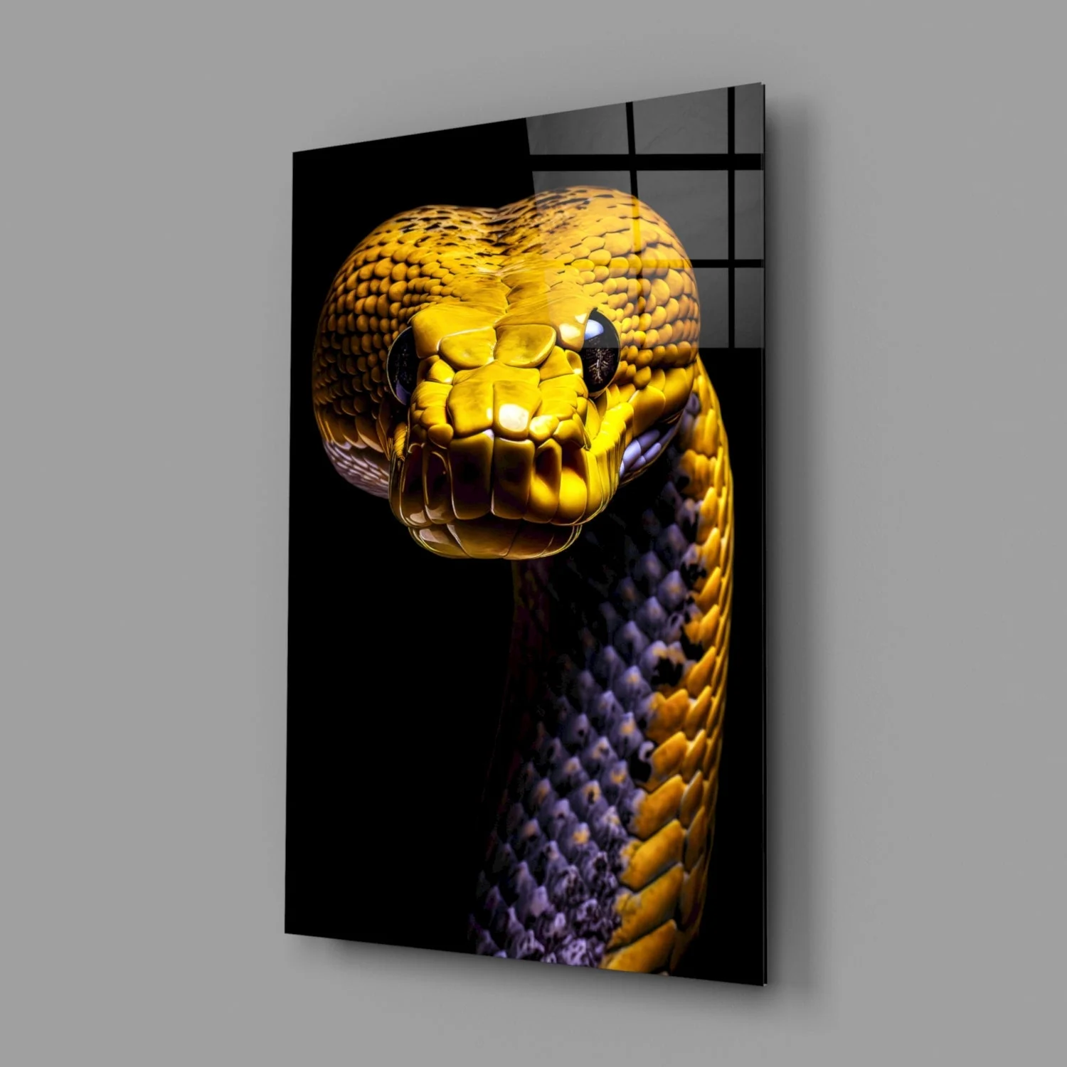 Golden Headed Snake Glass Wall Art || Designer Collection - Image 3