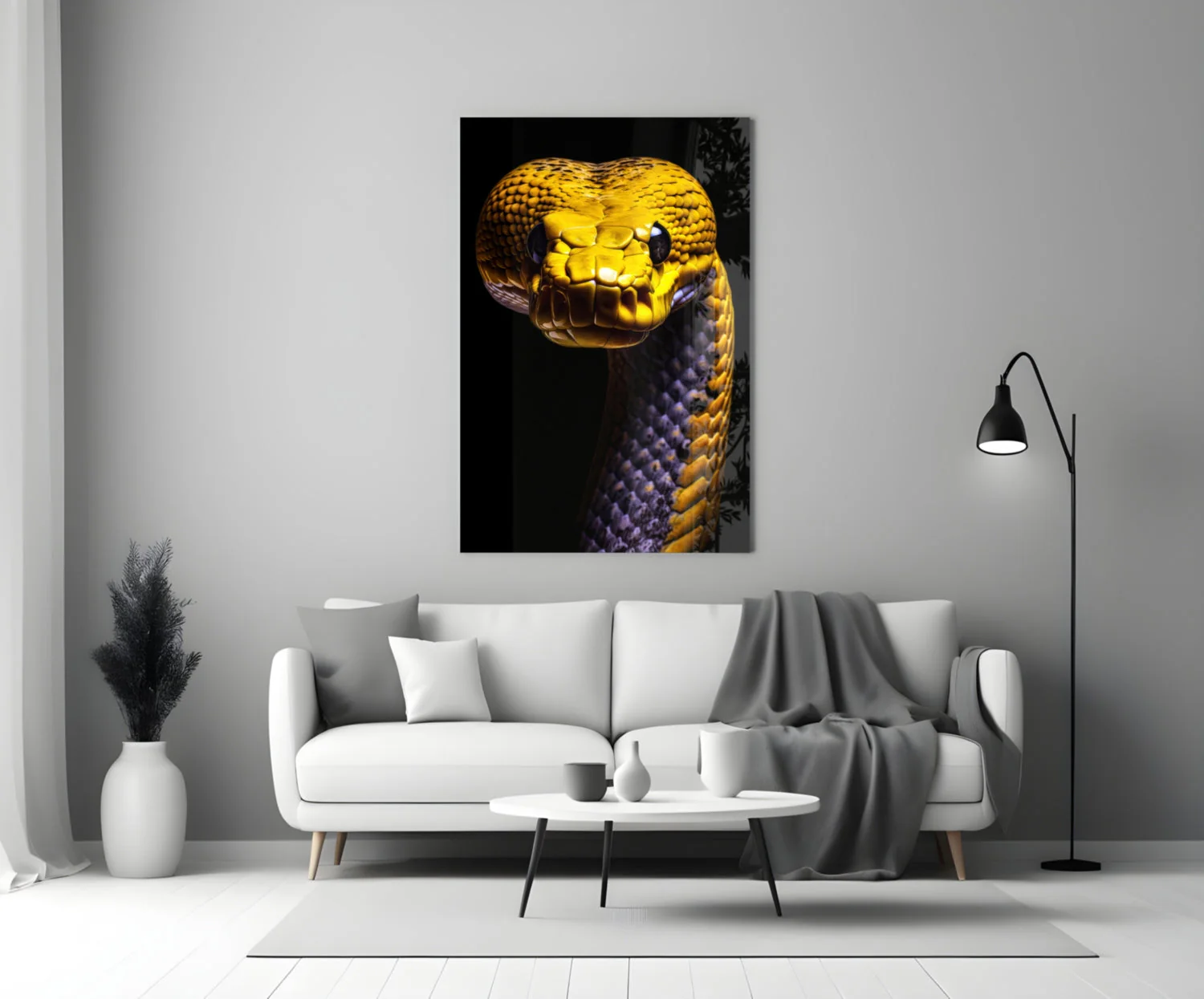 Golden Headed Snake Glass Wall Art || Designer Collection - Image 4