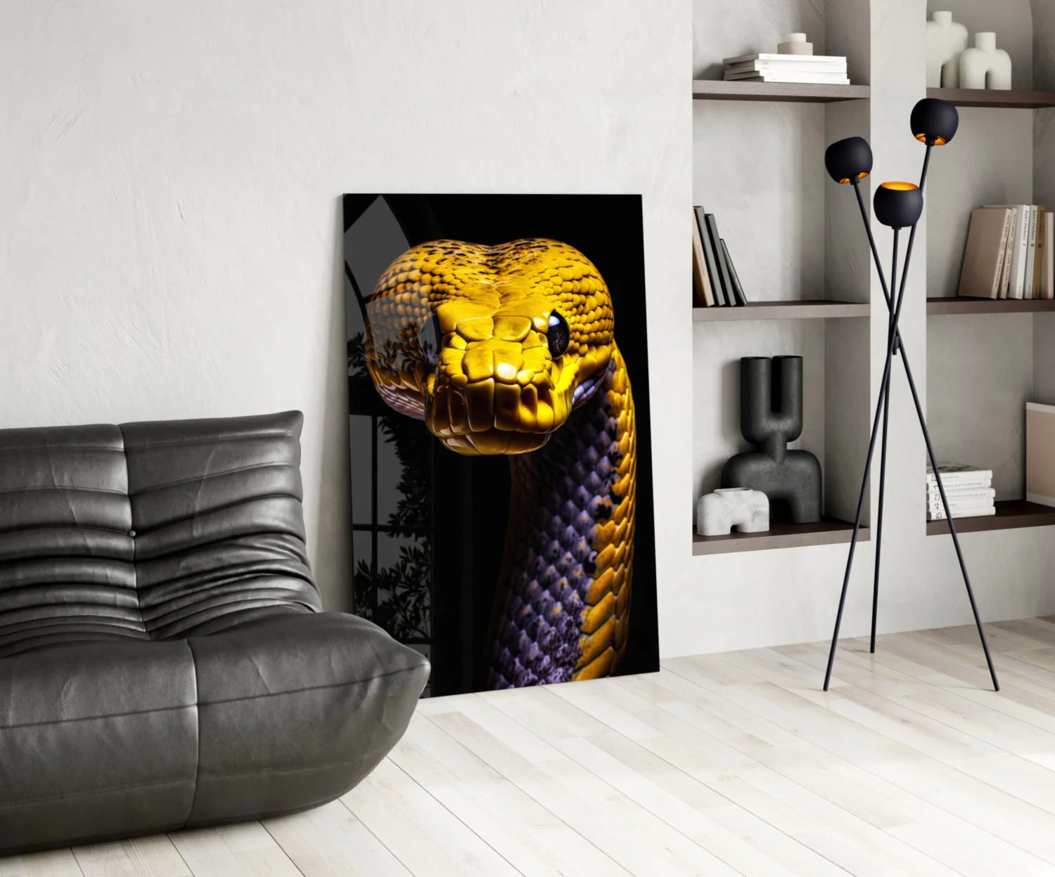 Golden Headed Snake Glass Wall Art || Designer Collection - Image 6