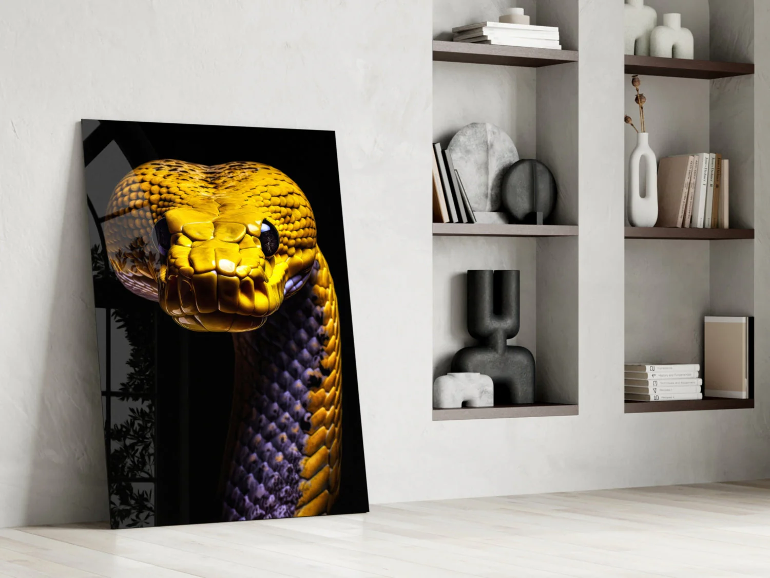 Golden Headed Snake Glass Wall Art || Designer Collection - Image 7