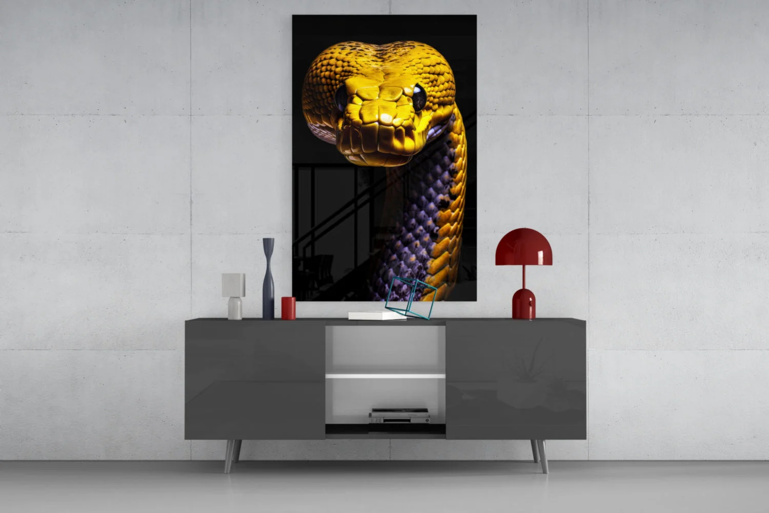Golden Headed Snake Glass Wall Art || Designer Collection - Image 9