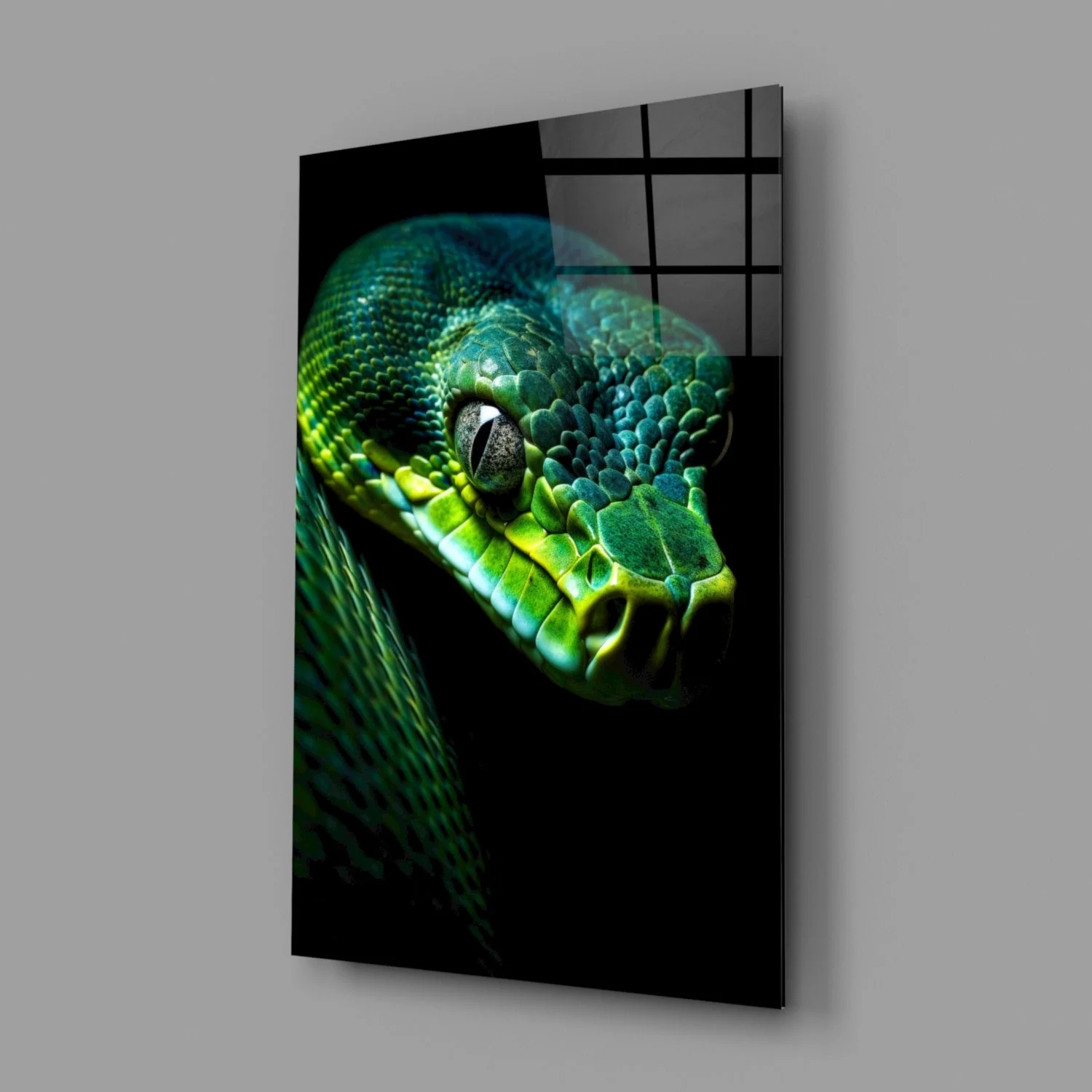 Emerald Green Viper Glass Wall Art || Designer Collection - Image 3