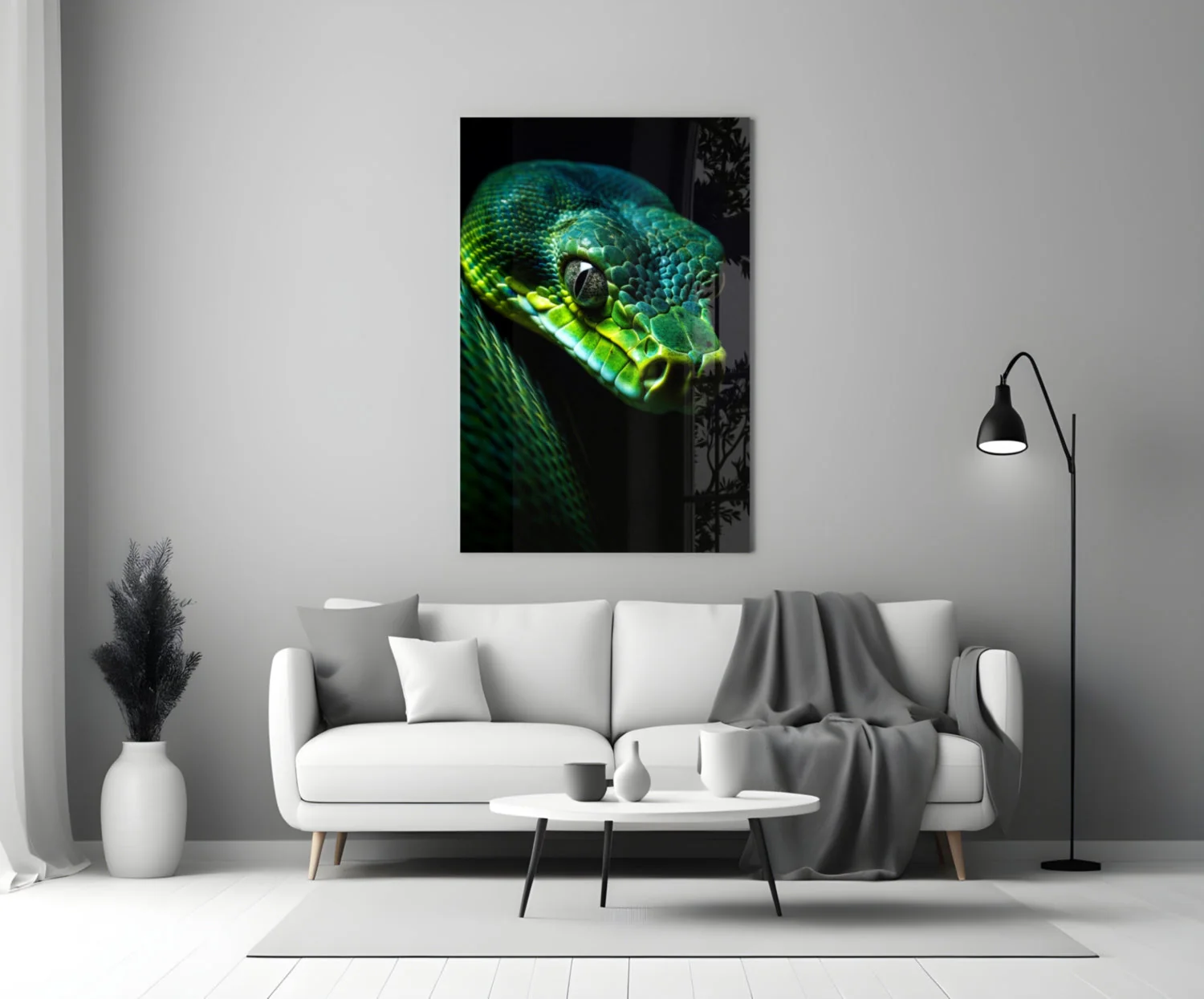 Emerald Green Viper Glass Wall Art || Designer Collection - Image 4