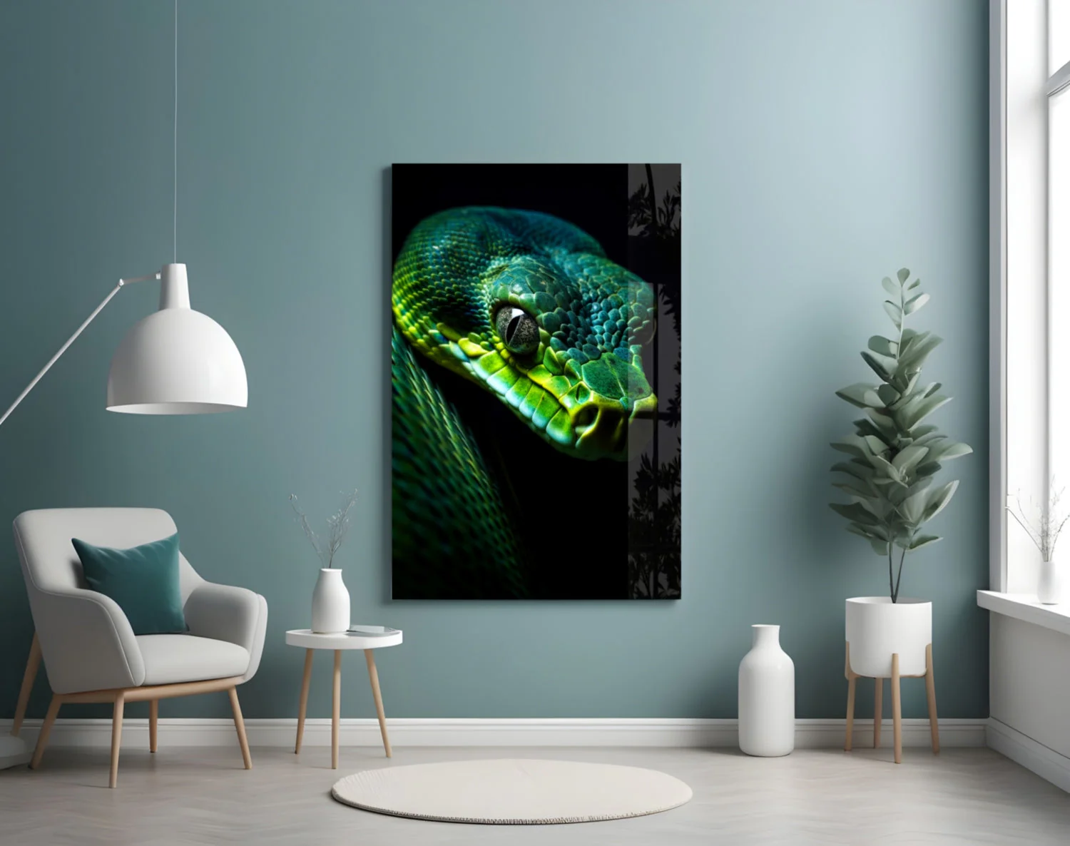 Emerald Green Viper Glass Wall Art || Designer Collection - Image 5
