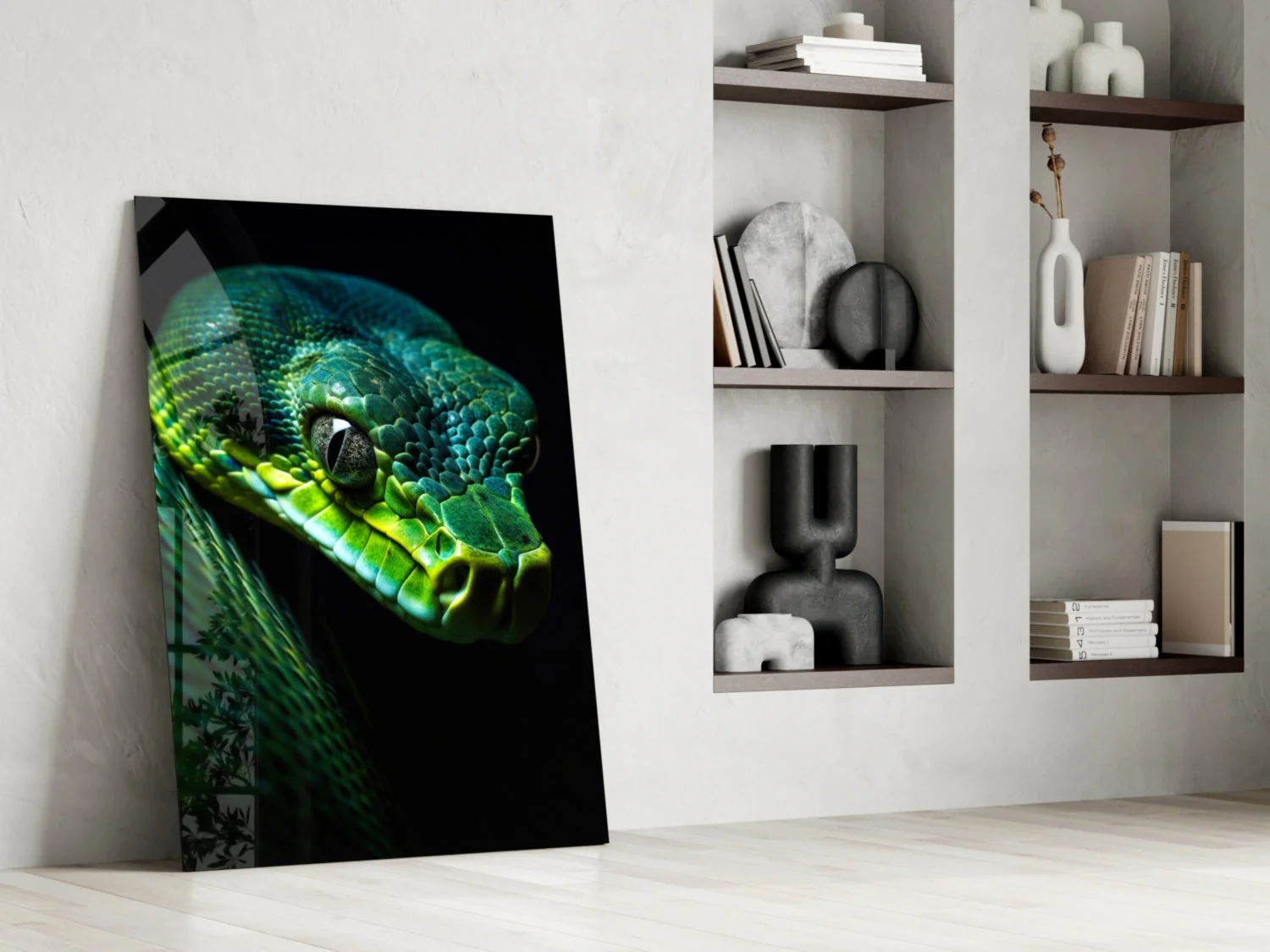 Emerald Green Viper Glass Wall Art || Designer Collection - Image 7