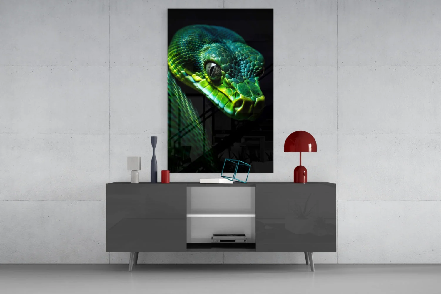 Emerald Green Viper Glass Wall Art || Designer Collection - Image 9