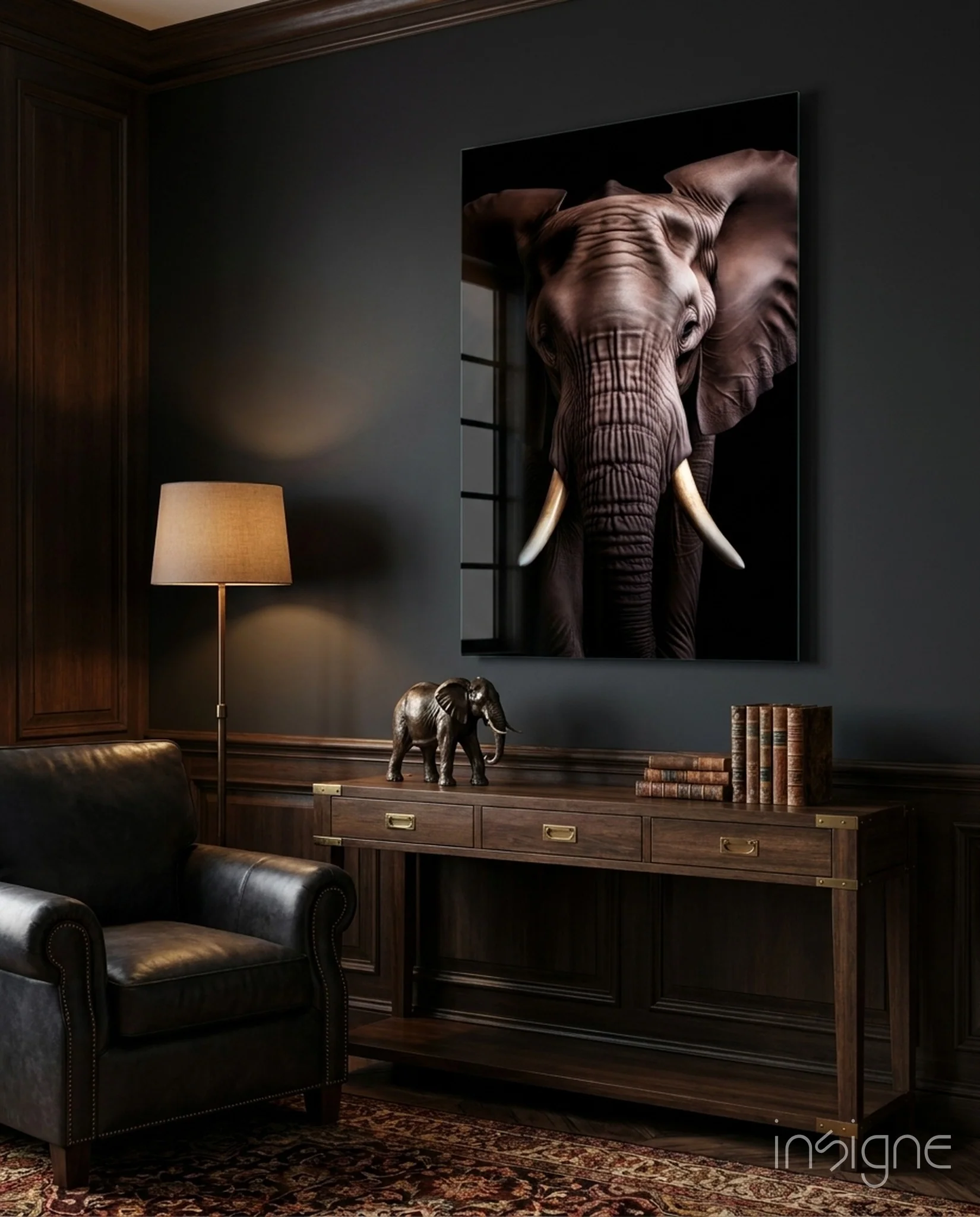 The Wise Look of the Elephant Glass Wall Art || Designer Collection
