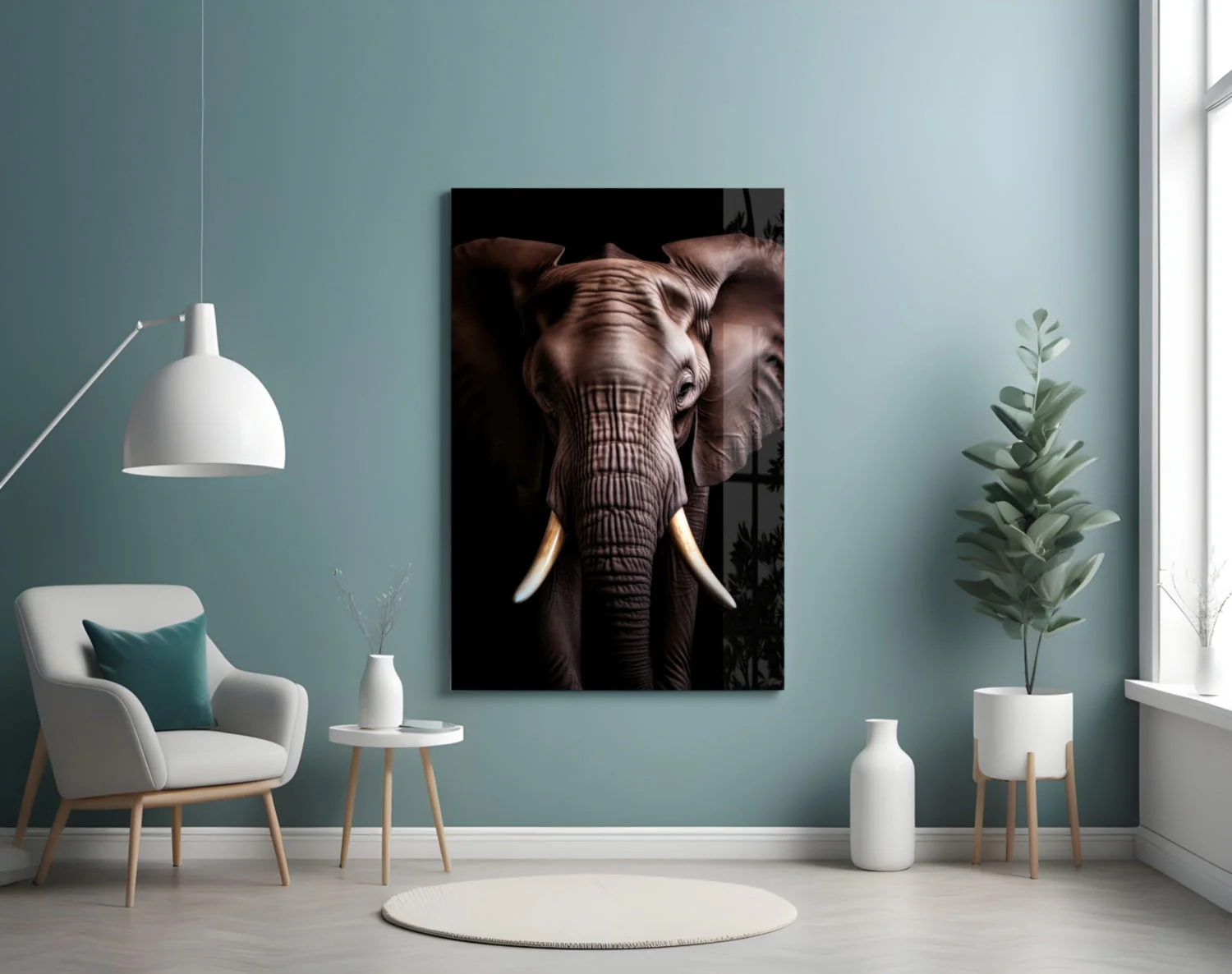The Wise Look of the Elephant Glass Wall Art || Designer Collection - Image 5