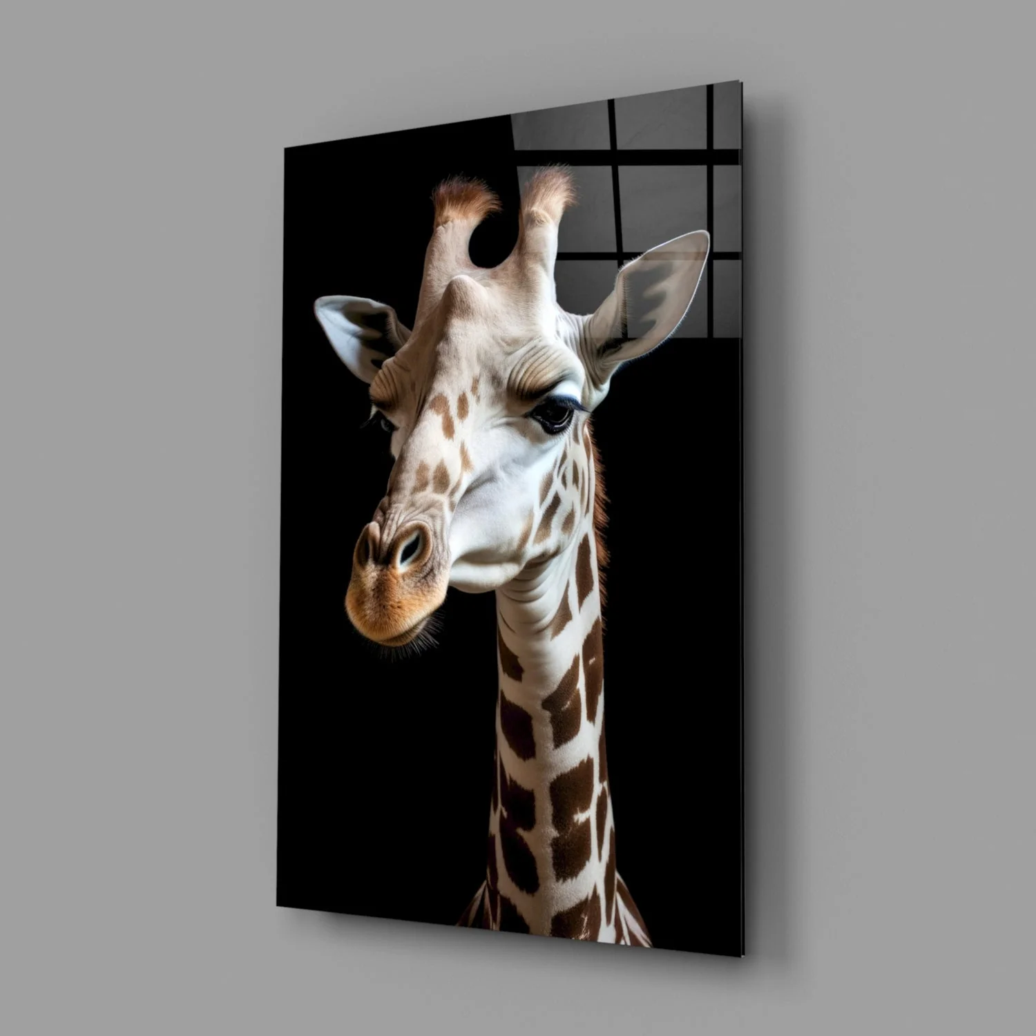 Light Colored Giraffe Portrait Glass Wall Art || Designer Collection - Image 3