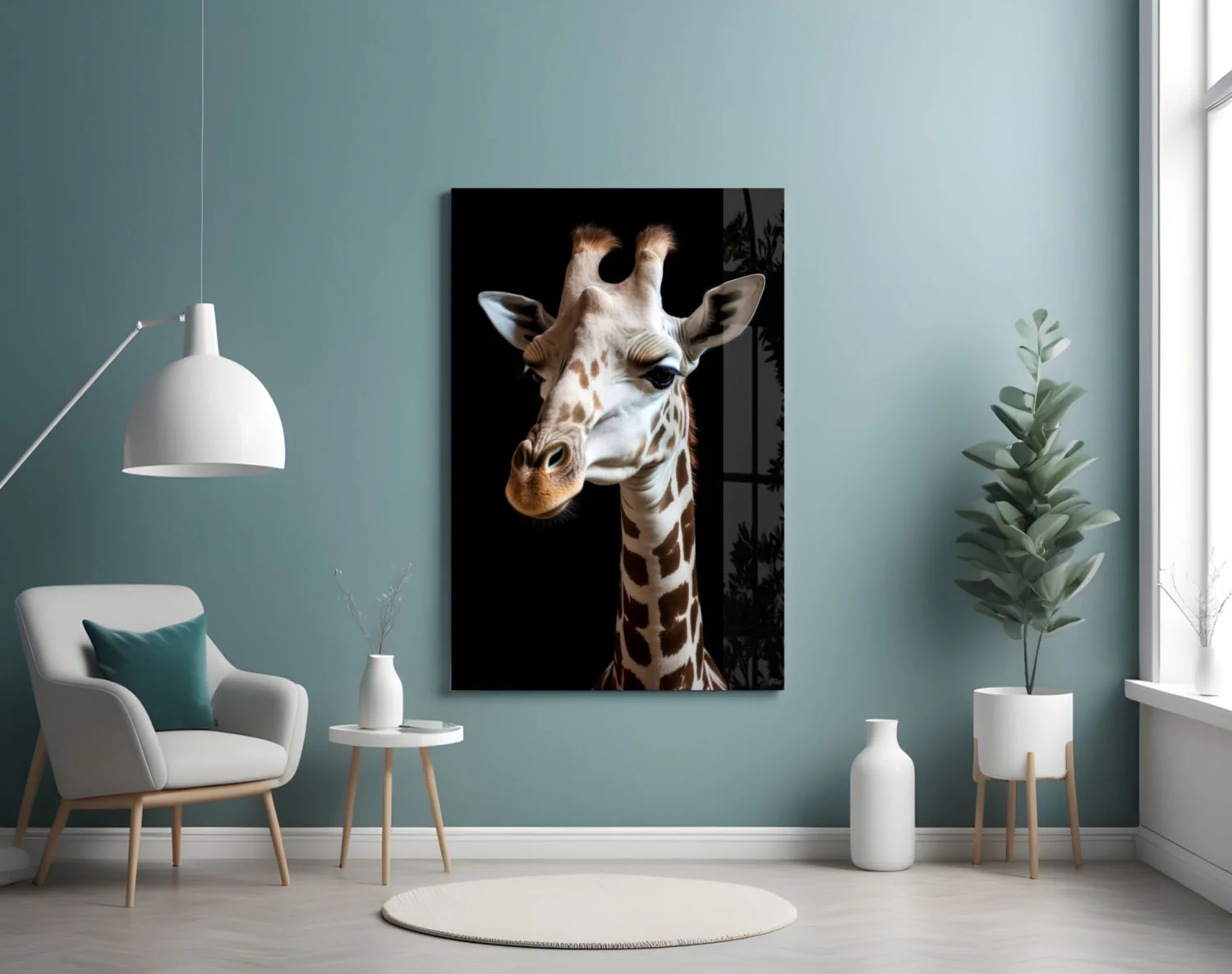 Light Colored Giraffe Portrait Glass Wall Art || Designer Collection - Image 5