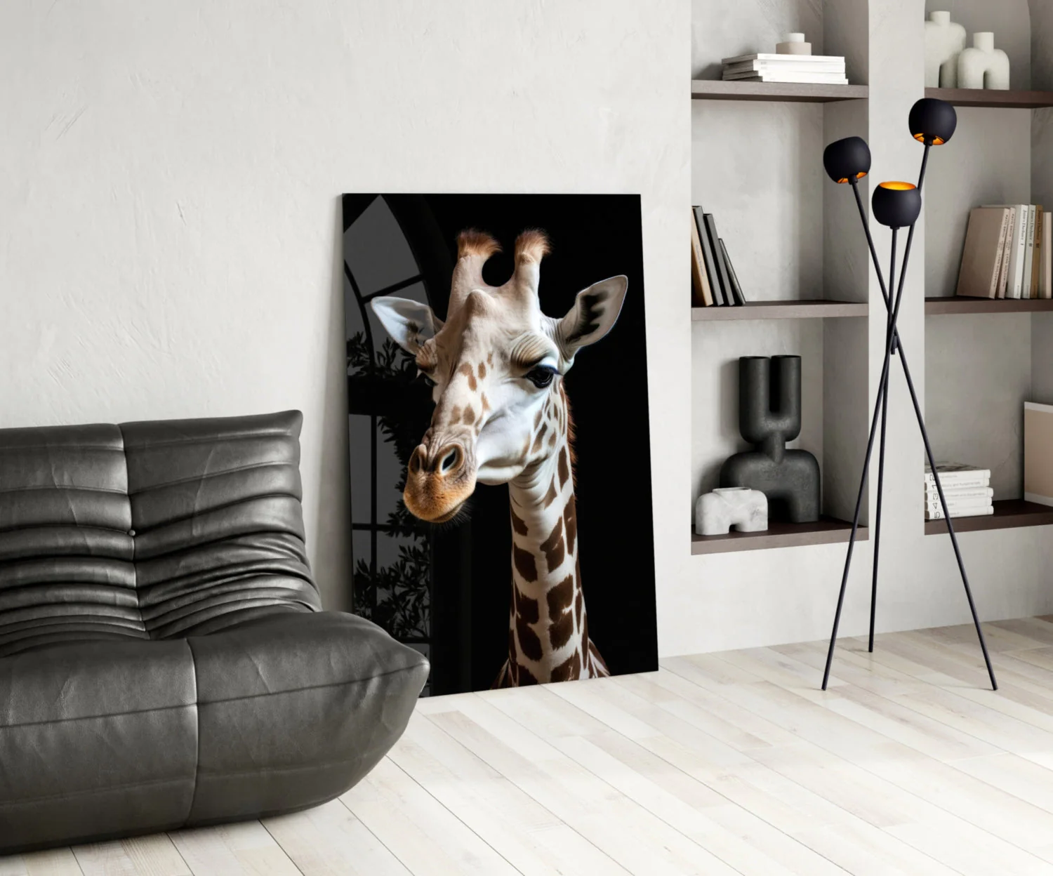 Light Colored Giraffe Portrait Glass Wall Art || Designer Collection - Image 6