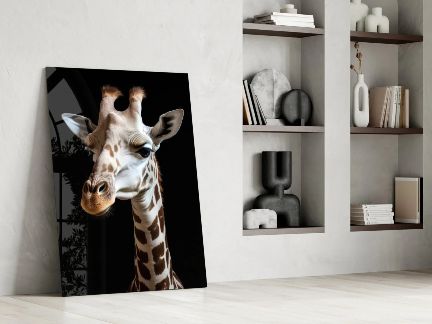 Light Colored Giraffe Portrait Glass Wall Art || Designer Collection - Image 7