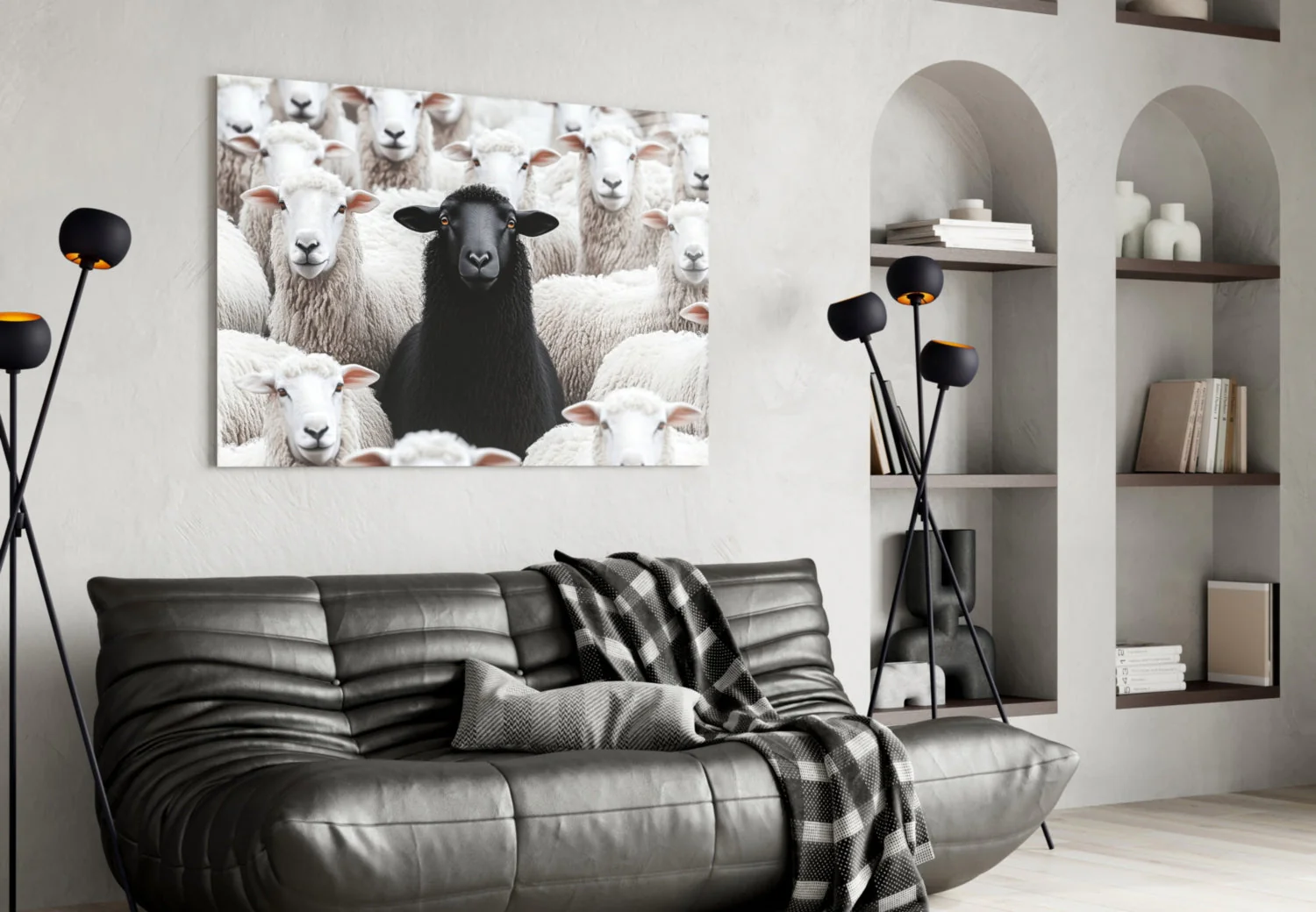 The Difference of the Black Lamb Flock Glass Wall Art || Designer Collection - Image 5