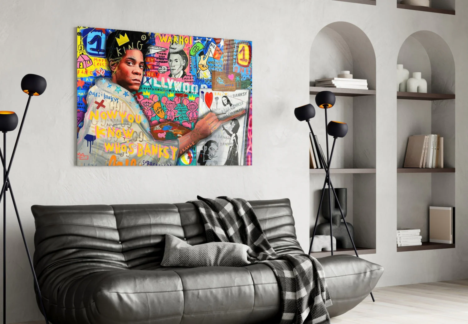 Banksy's Basquiat Glass Wall Art || Designer Collection - Image 4