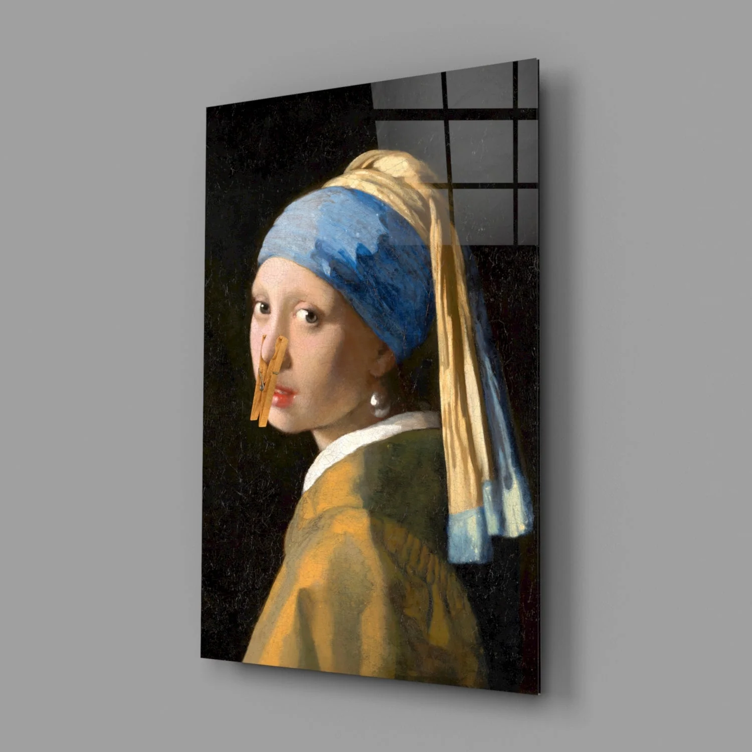 Girl Stuck on Clothespin Glass Wall Art || Designer Collection - Image 2