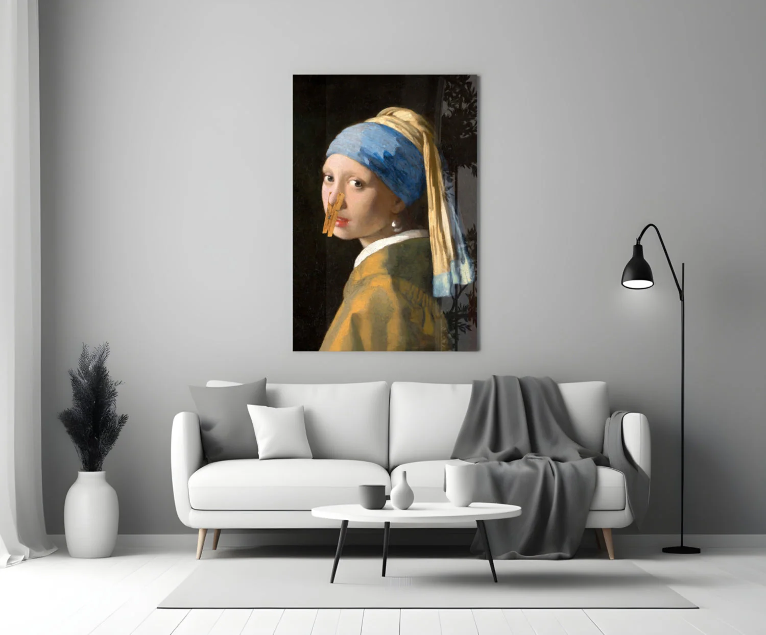Girl Stuck on Clothespin Glass Wall Art || Designer Collection - Image 3