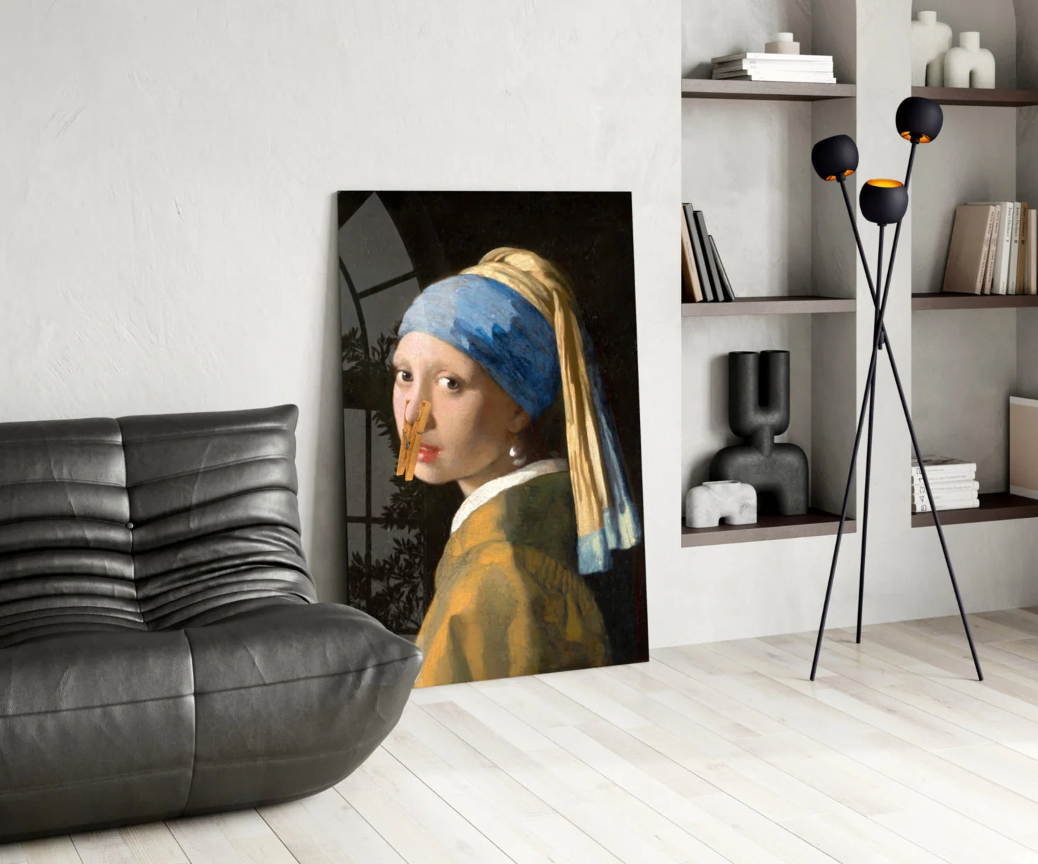Girl Stuck on Clothespin Glass Wall Art || Designer Collection - Image 5