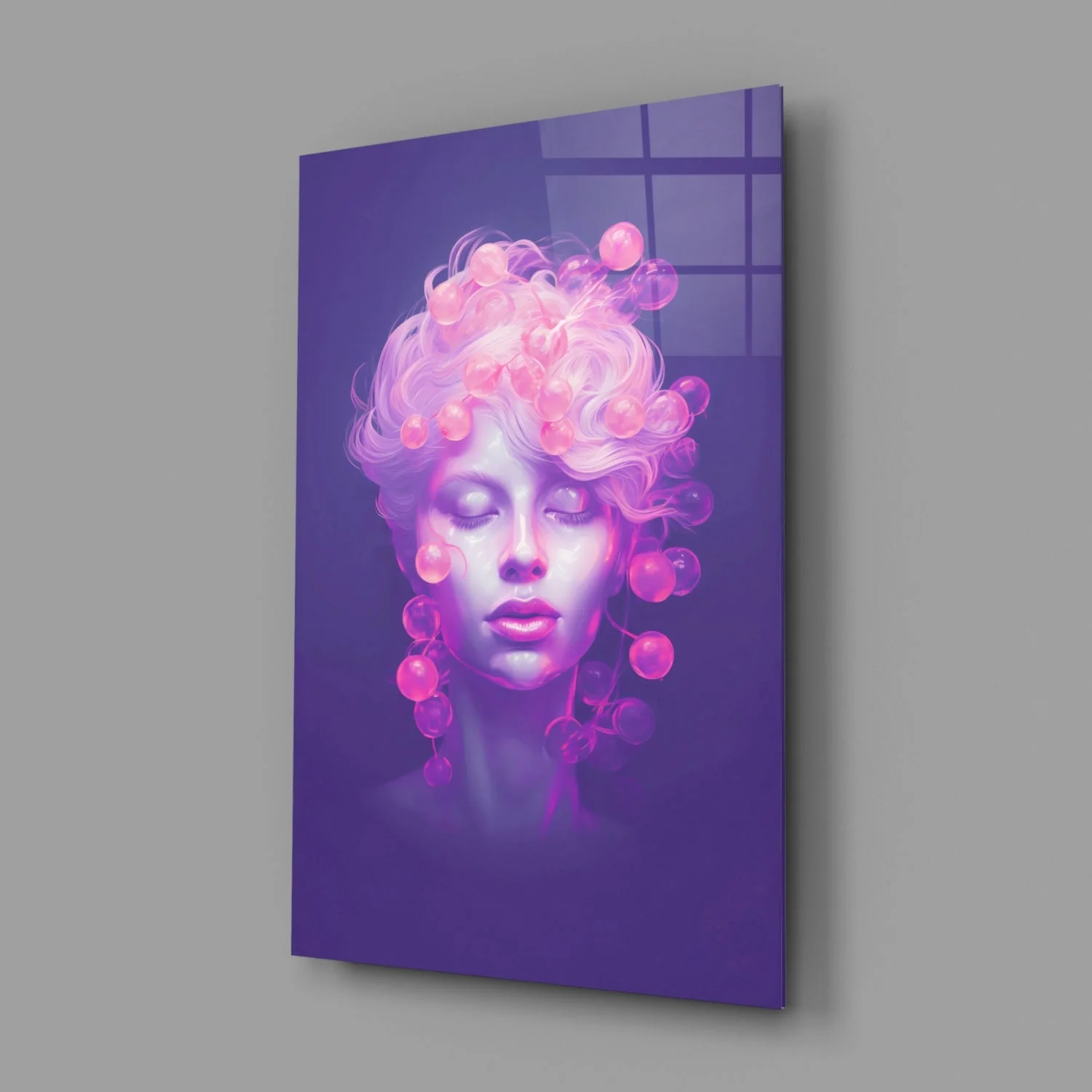 Pink Bubbles Glass Wall Art || Designer Collection - Image 2