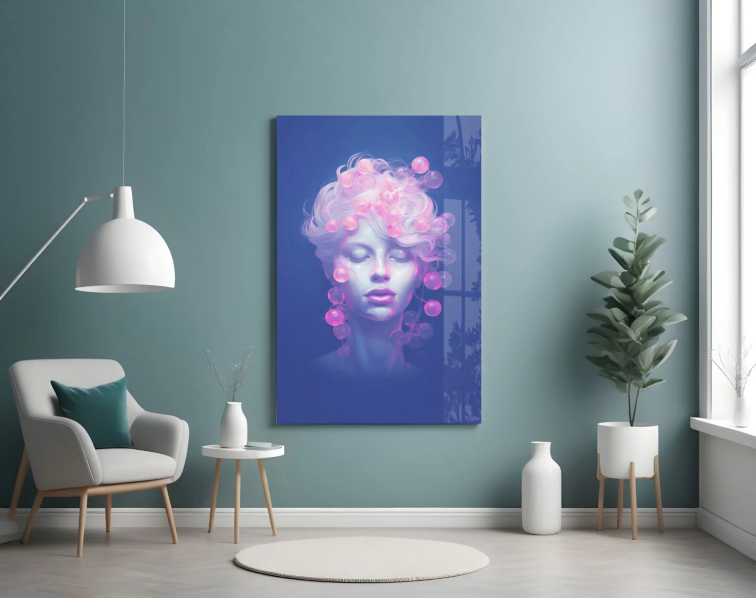 Pink Bubbles Glass Wall Art || Designer Collection - Image 4