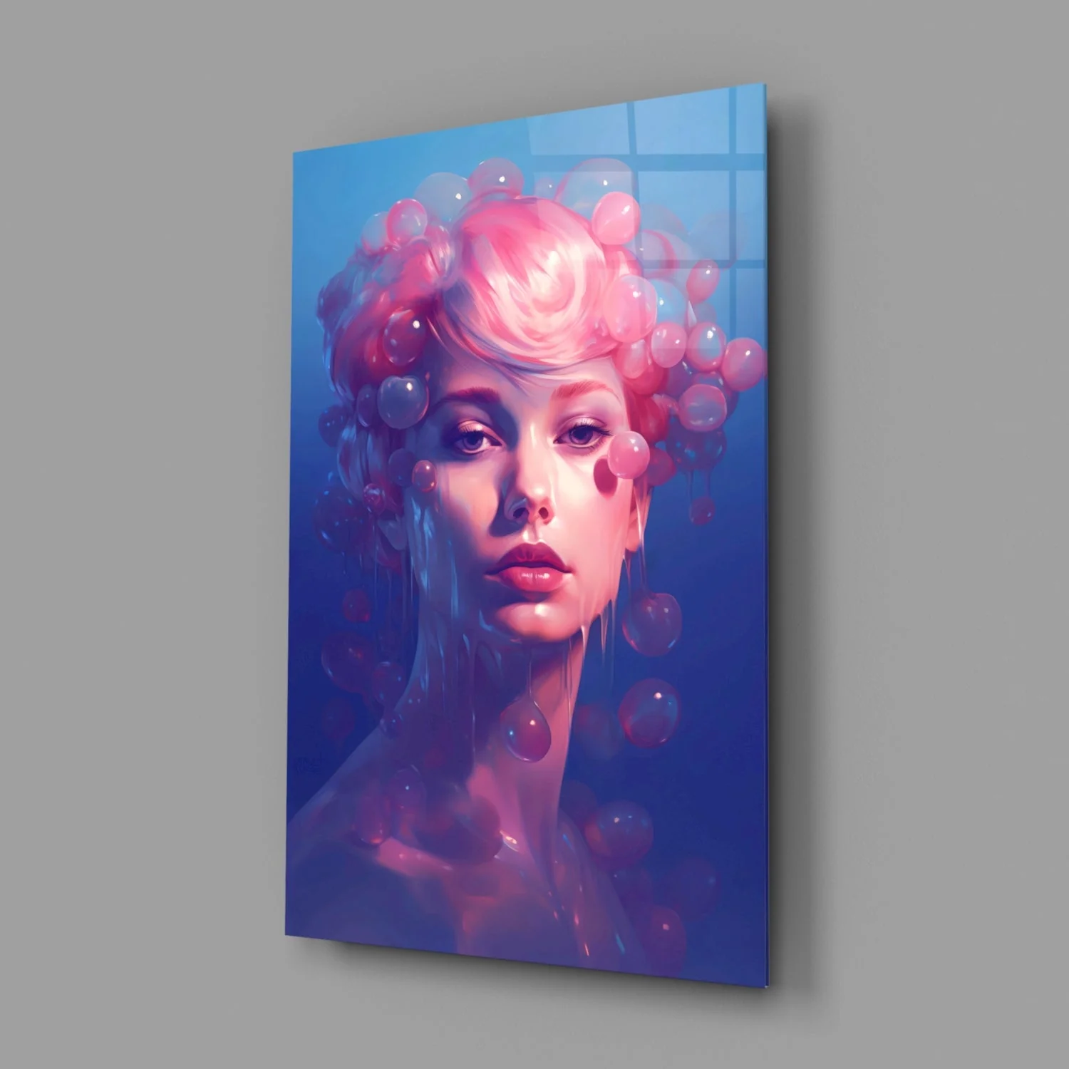 Pink Bubbles Glass Wall Art || Designer Collection - Image 2