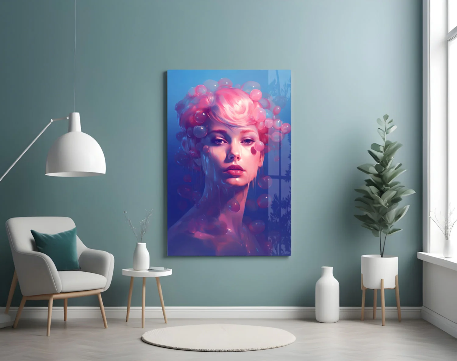 Pink Bubbles Glass Wall Art || Designer Collection - Image 4