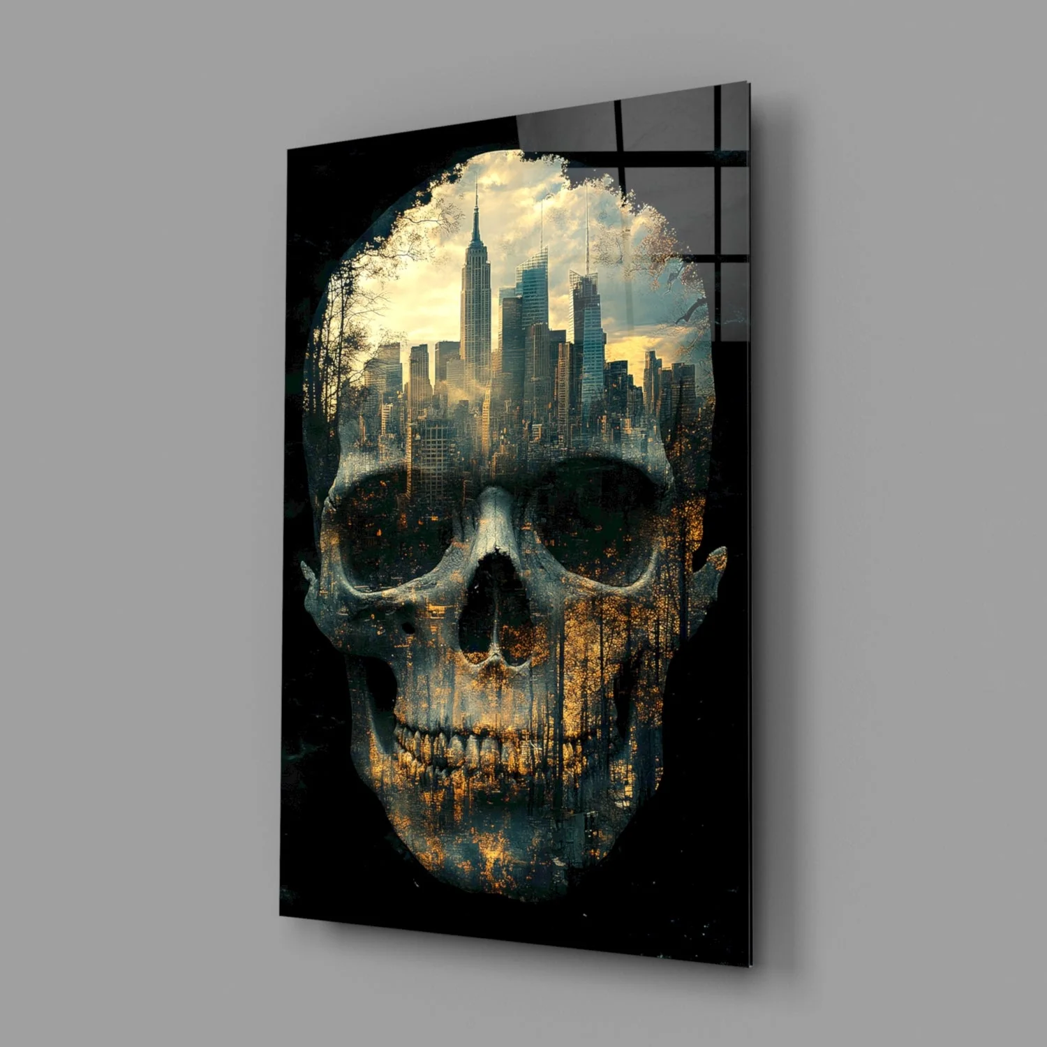 City Skull Glass Wall Art || Designer Collection - Image 2