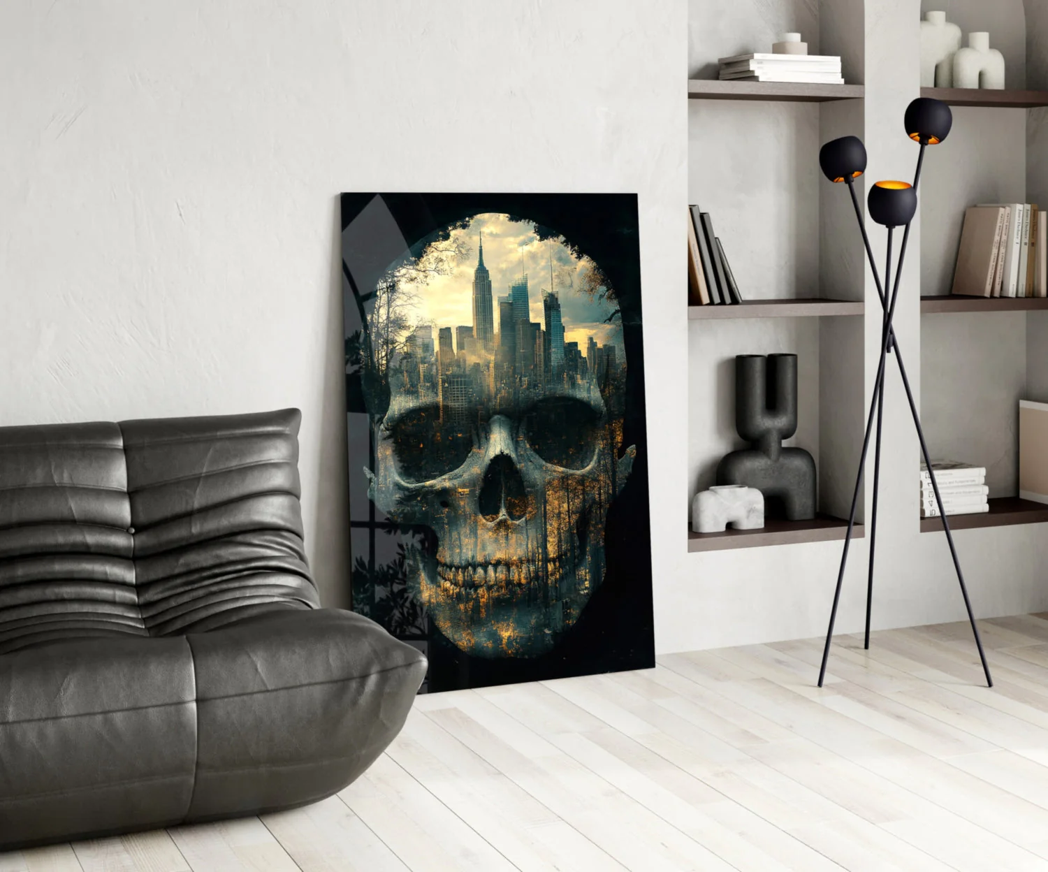 City Skull Glass Wall Art || Designer Collection - Image 5