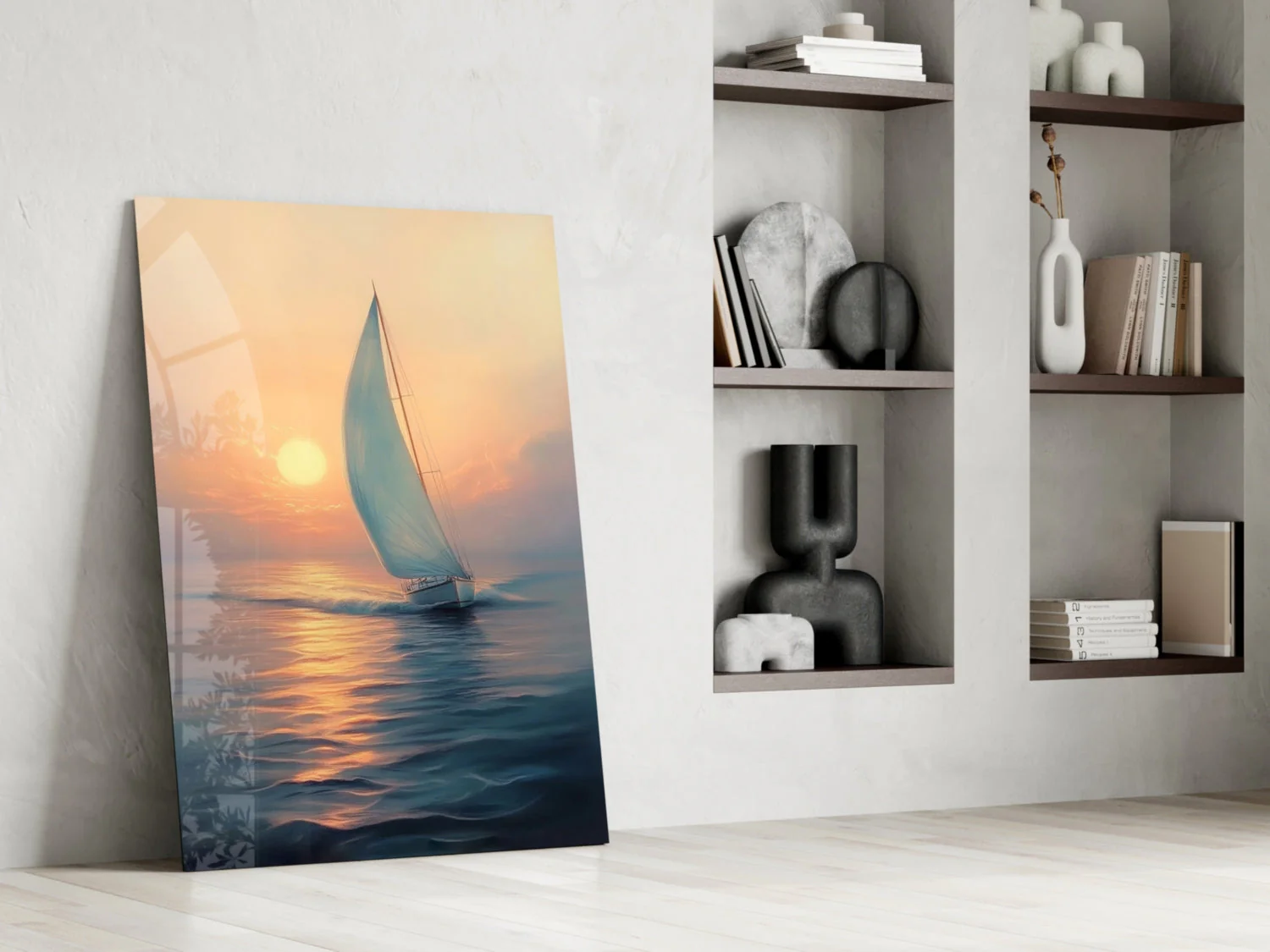 Sunset Sailboat Glass Wall Art || Designer Collection - Image 6