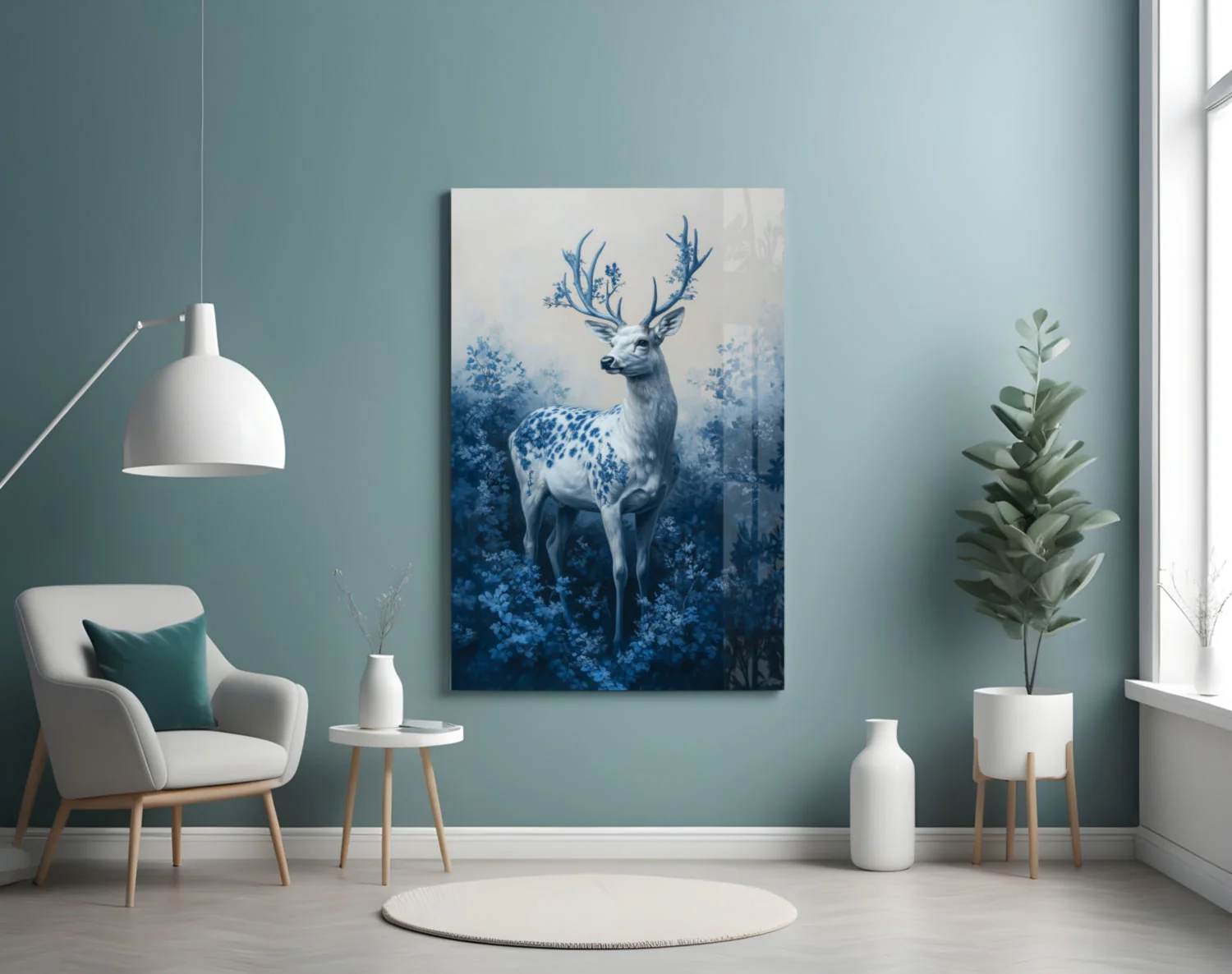 Blue Deer Glass Wall Art || Designer Collection - Image 4