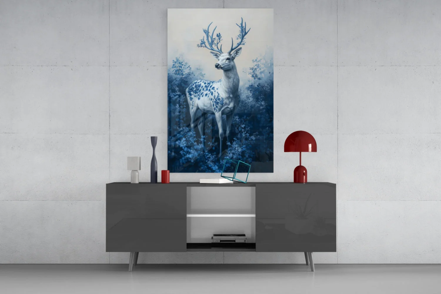 Blue Deer Glass Wall Art || Designer Collection - Image 8