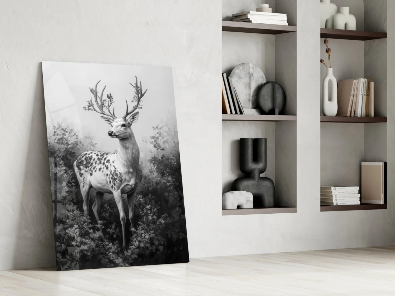 Monochrome Deer Glass Wall Art || Designer Collection - Image 6