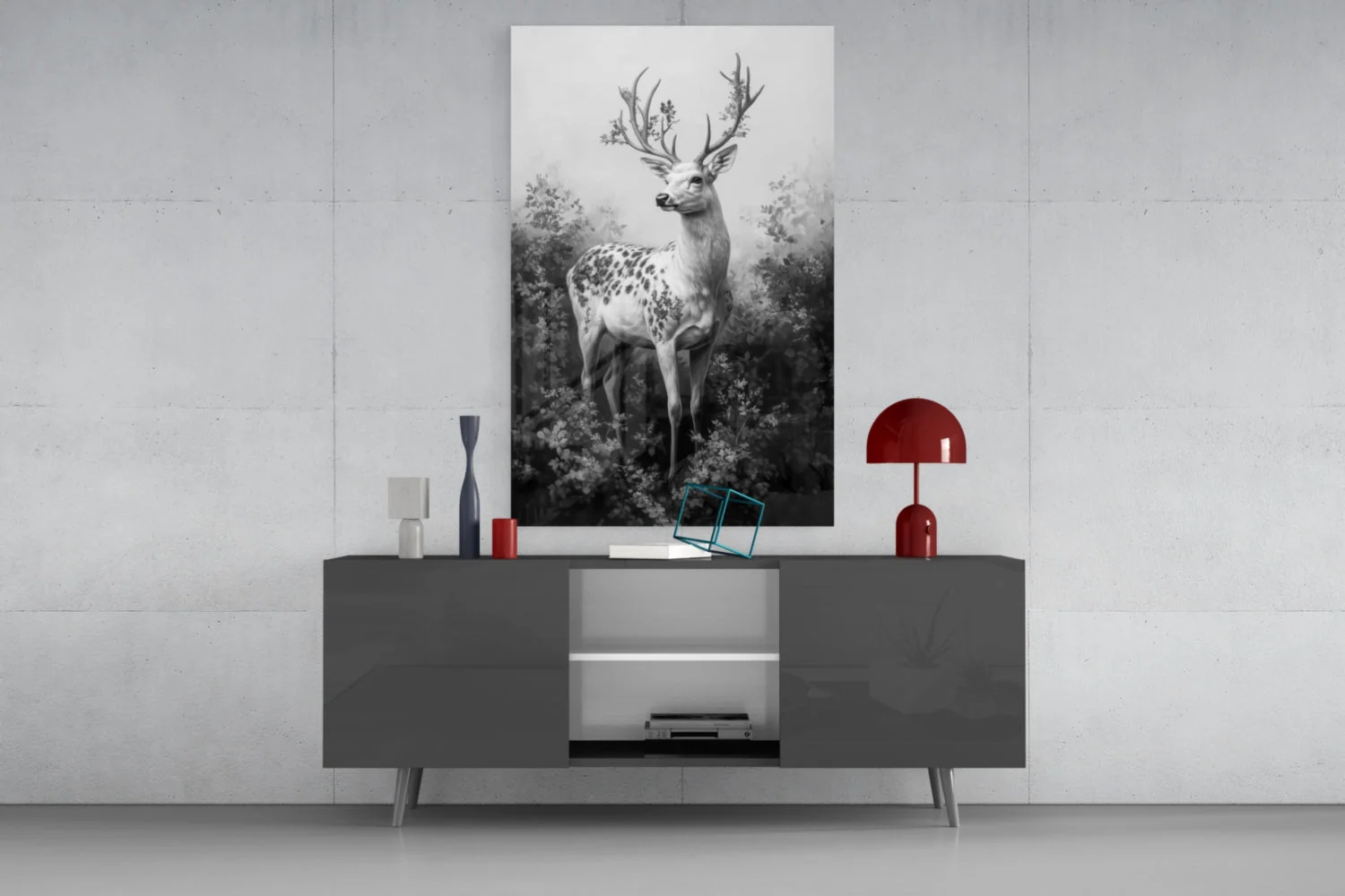 Monochrome Deer Glass Wall Art || Designer Collection - Image 8