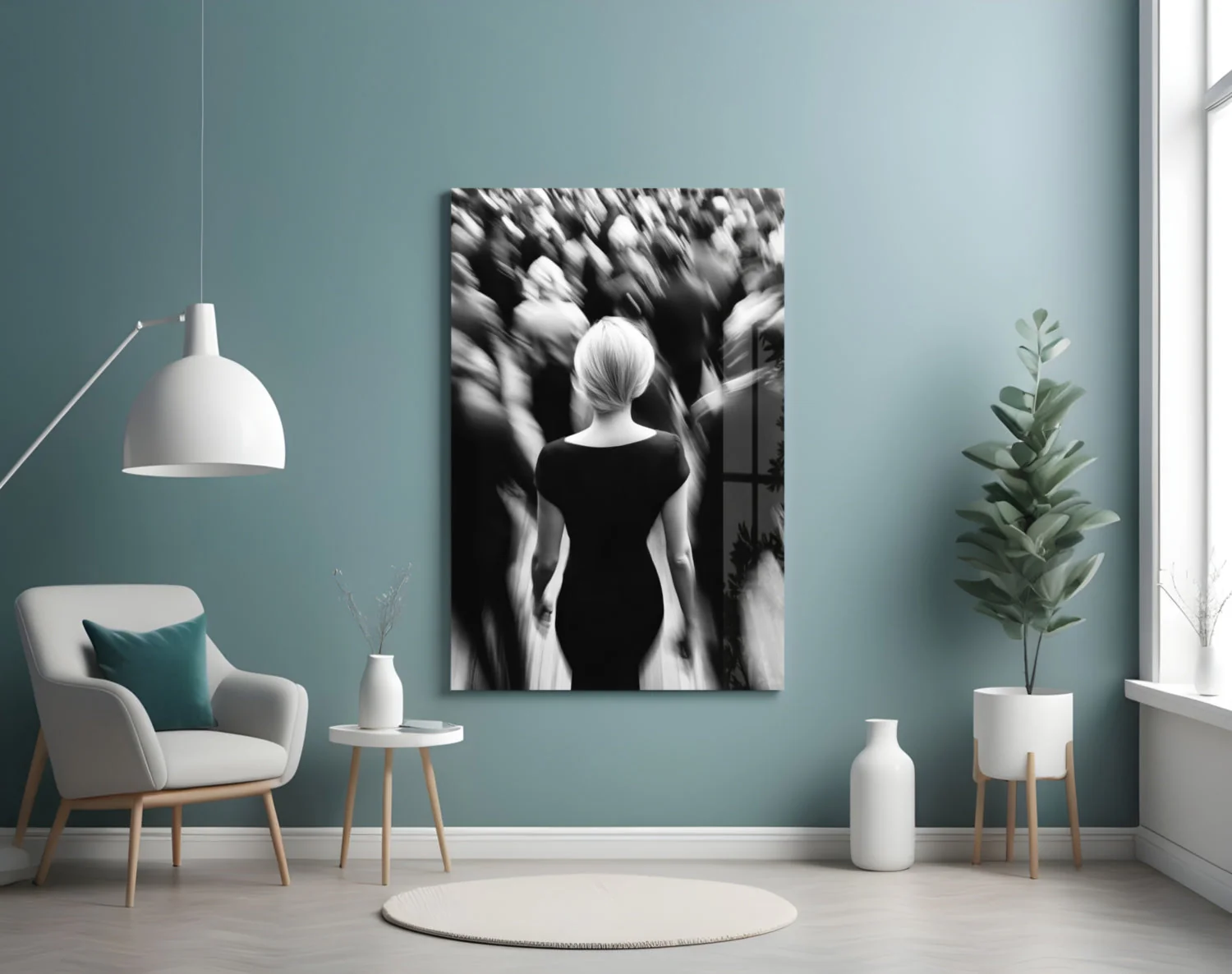 Loneliness in a Crowd Glass Wall Art || Designer Collection - Image 4