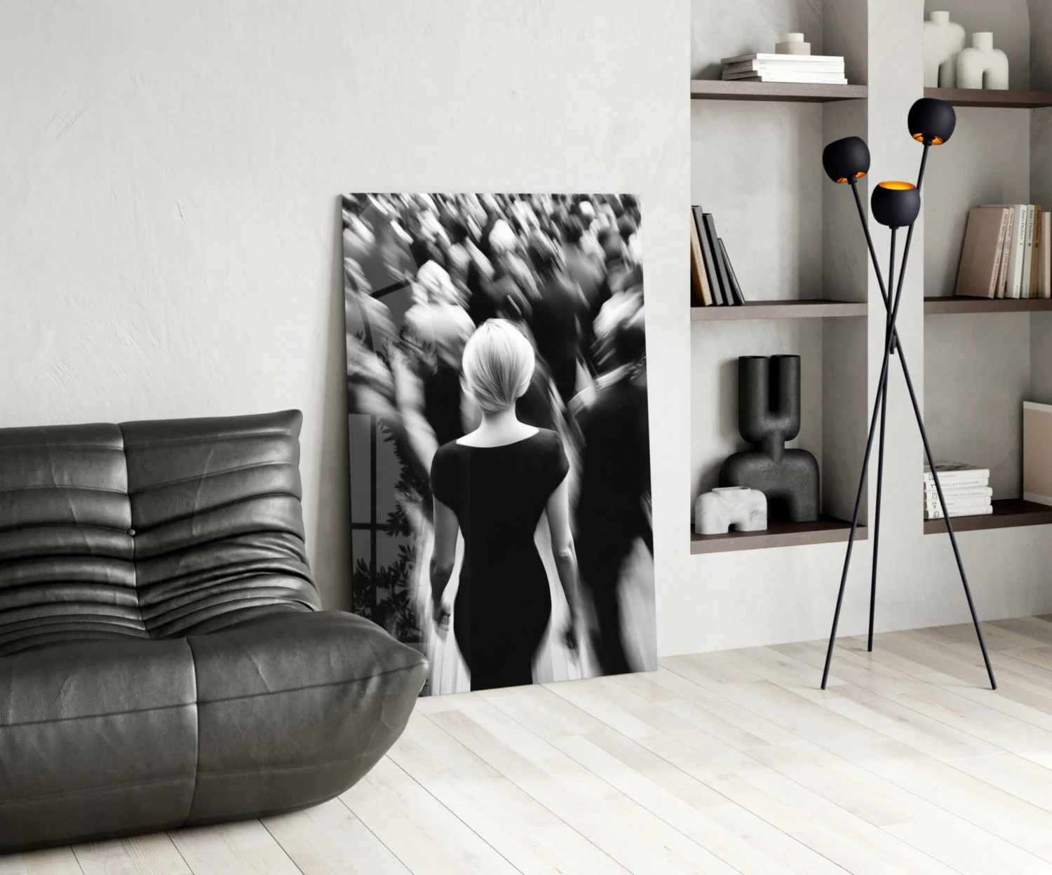 Loneliness in a Crowd Glass Wall Art || Designer Collection - Image 5