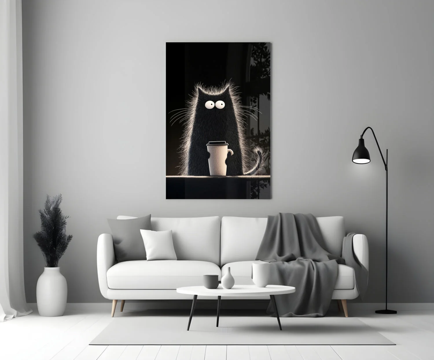 Coffee Lover Cat Glass Wall Art || Designer Collection - Image 3