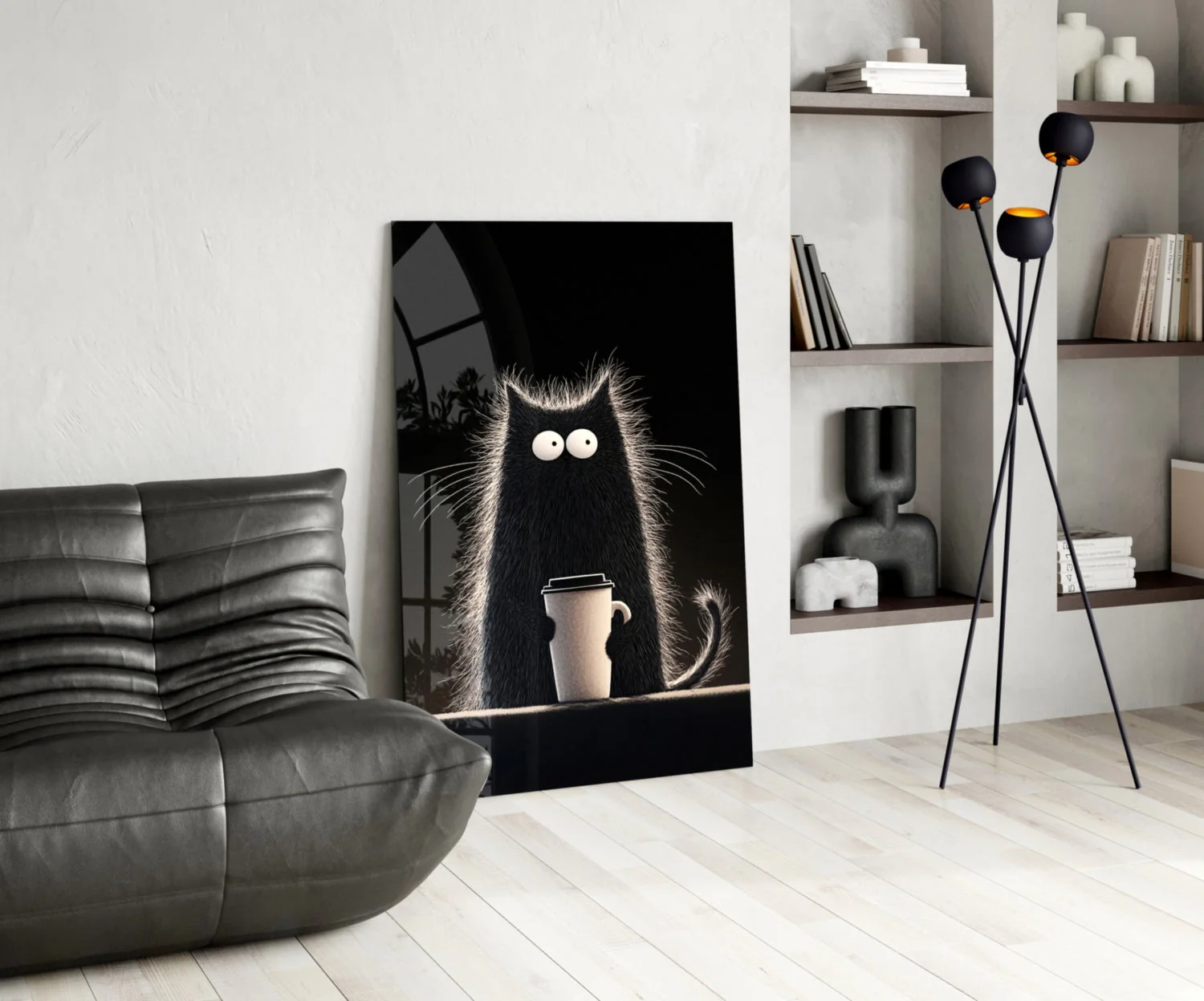 Coffee Lover Cat Glass Wall Art || Designer Collection - Image 5