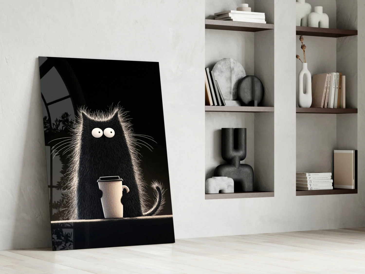 Coffee Lover Cat Glass Wall Art || Designer Collection - Image 6