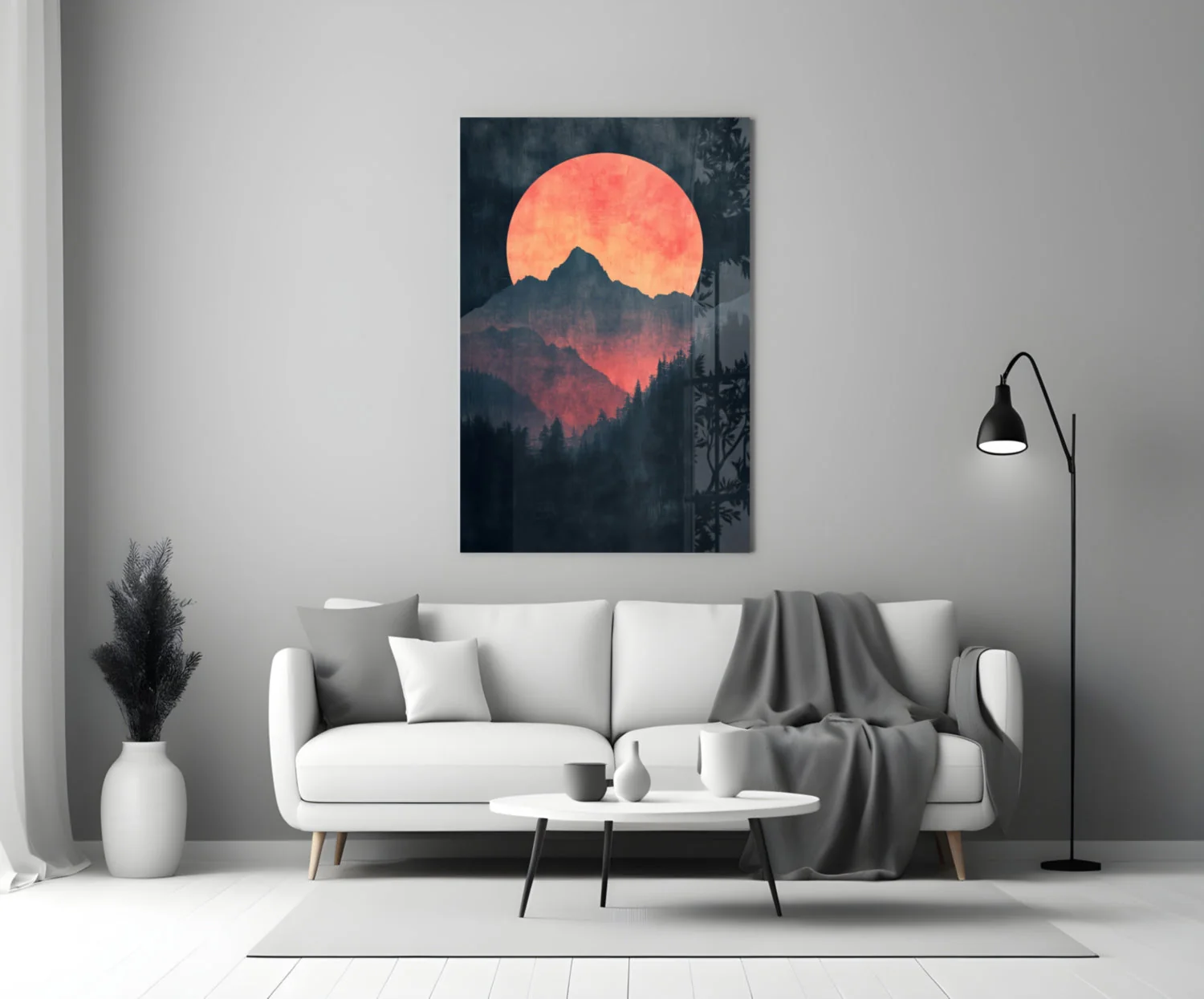 Red Moon Rising Glass Wall Art || Designer Collection - Image 3