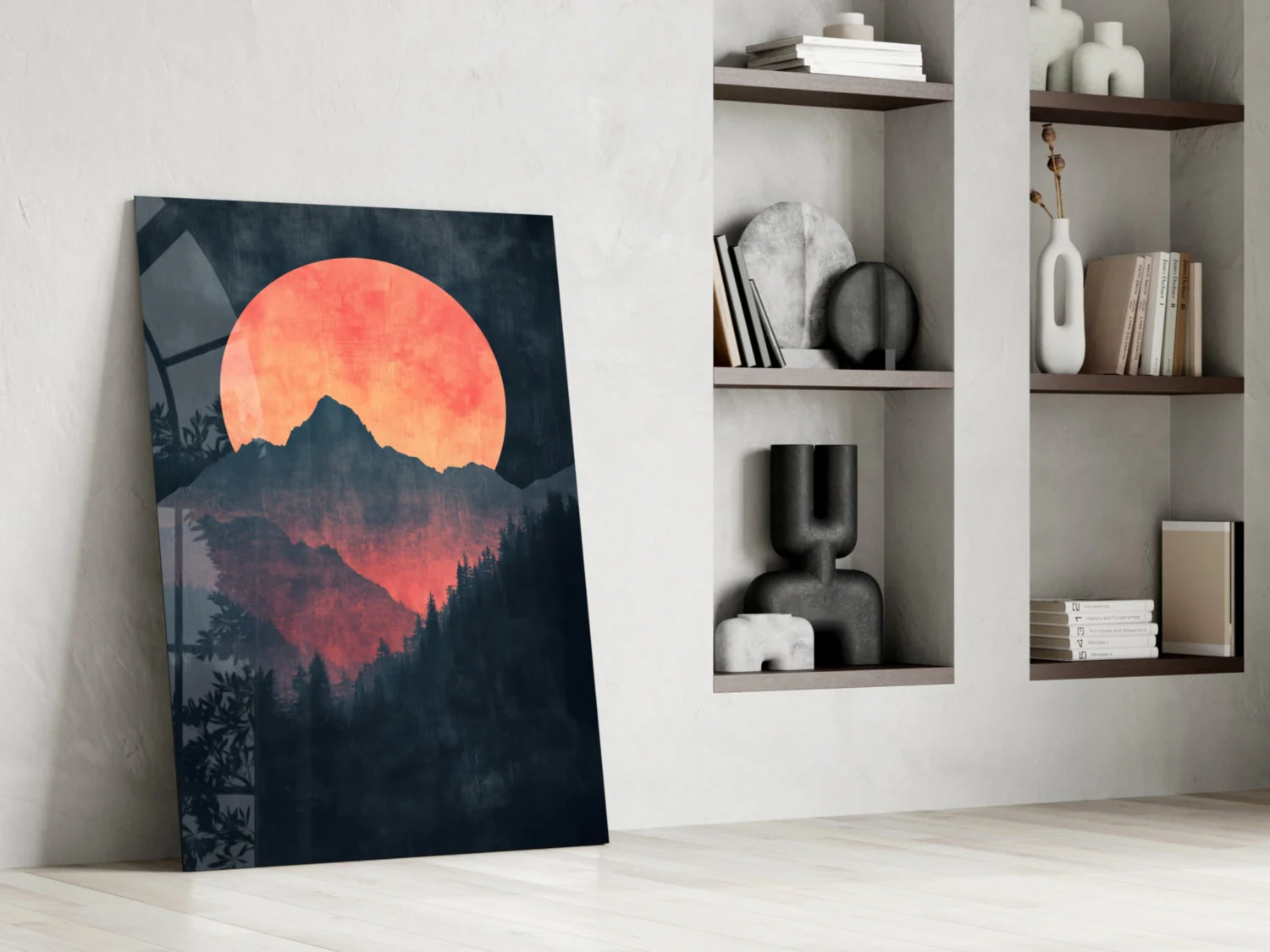 Red Moon Rising Glass Wall Art || Designer Collection - Image 6