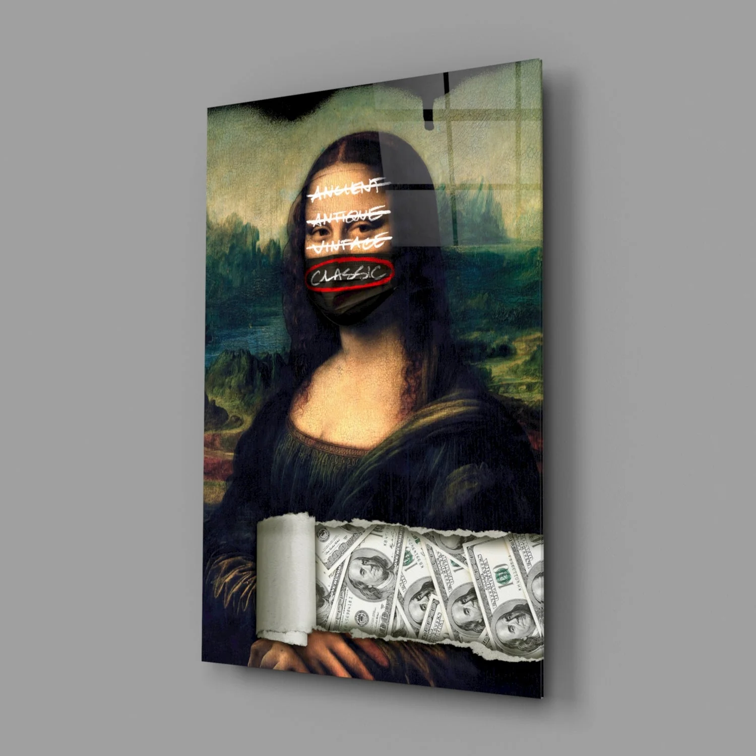 Modern Mona Lisa Glass Wall Art || Designer Collection - Image 2