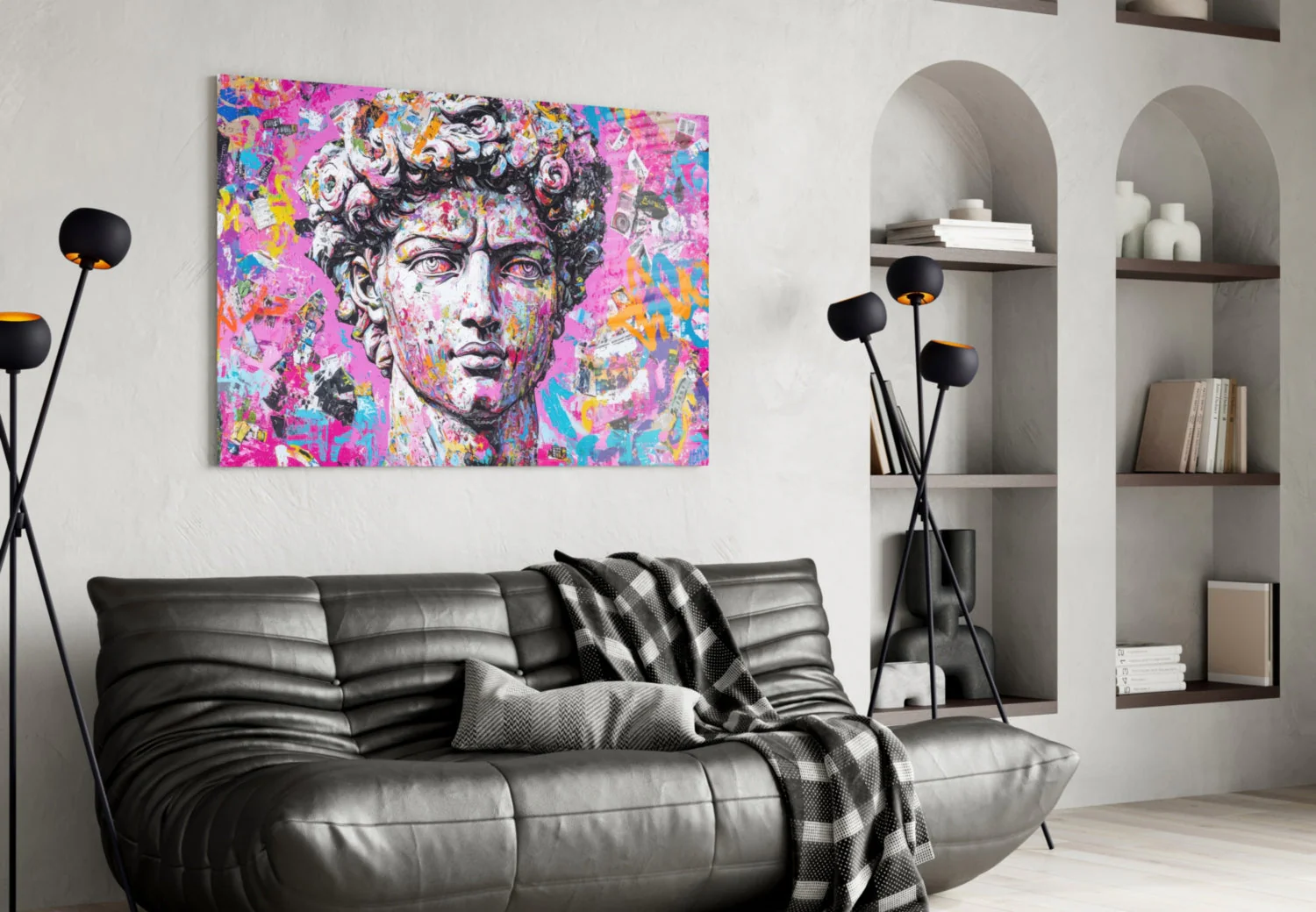 Graffiti David Glass Wall Art || Designer Collection - Image 4