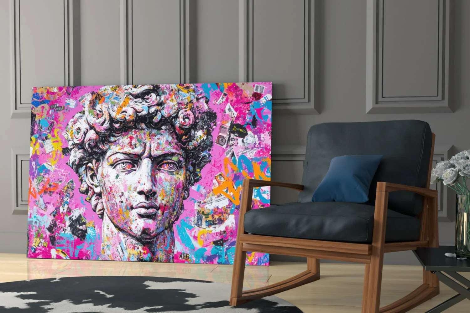 Graffiti David Glass Wall Art || Designer Collection - Image 6