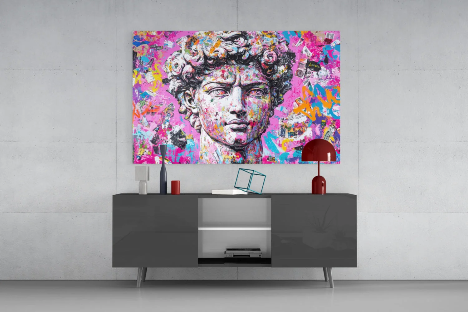 Graffiti David Glass Wall Art || Designer Collection - Image 8