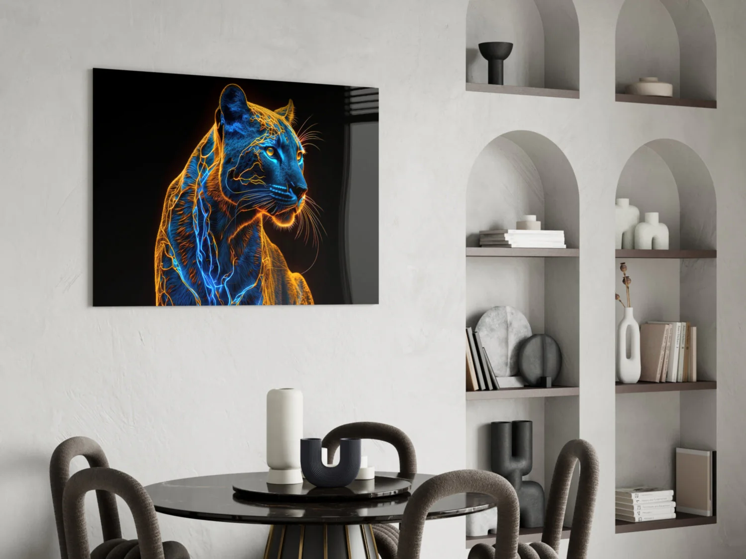 Neon Jaguar Glass Wall Art || Designer Collection - Image 5
