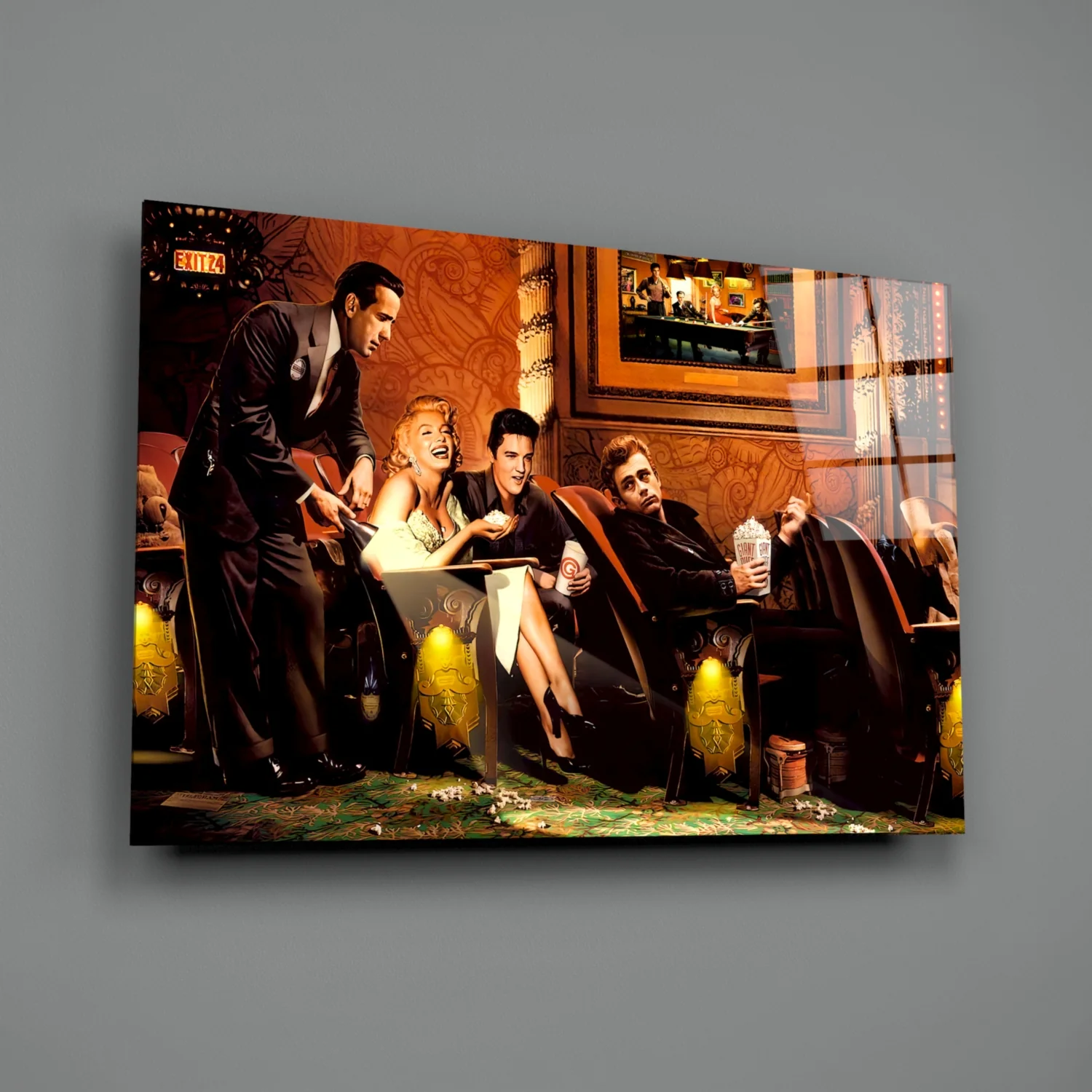 Marilyn Elvis Humphrey Cinema Glass Wall Art - Image 2