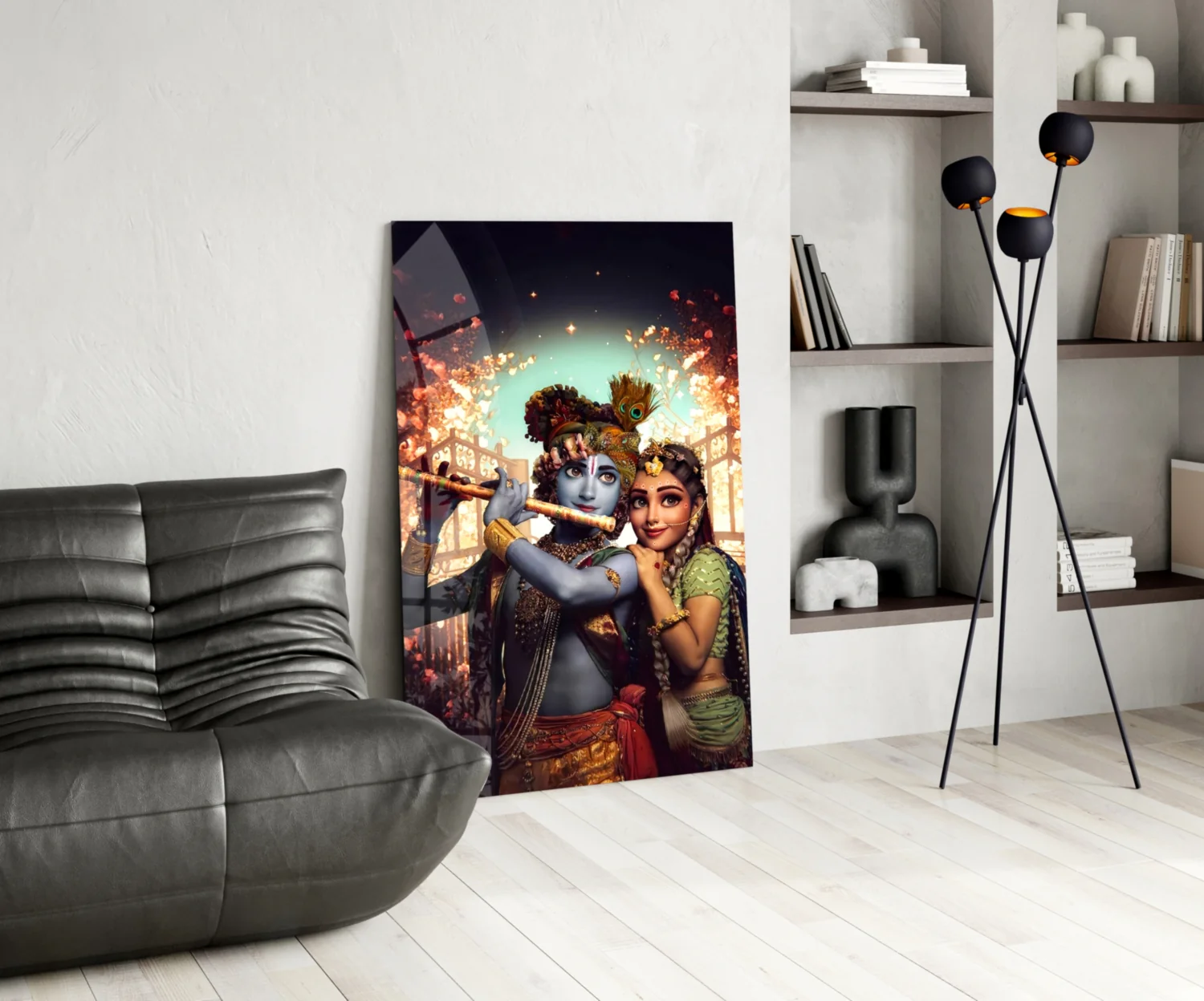 Krishna and Radha Glass Wall Art - Image 5