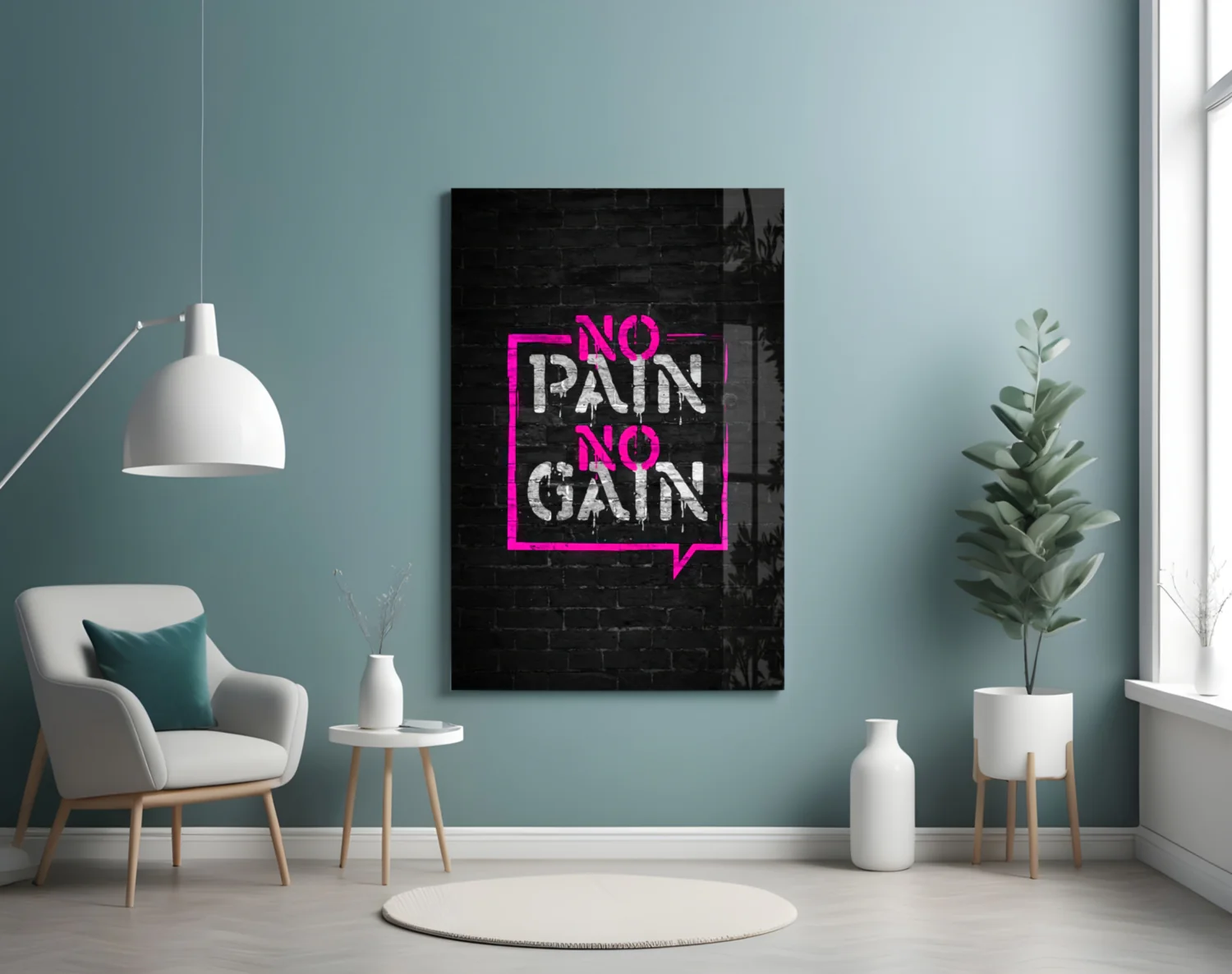 No Pain No Gain Glass Wall Art - Image 4